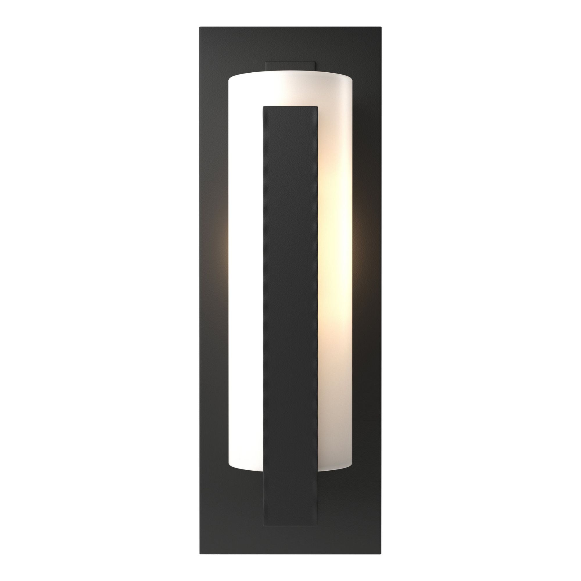 Forged Vertical Bars Outdoor Sconce 1-Light Opal Glass (GG) in Coastal Black