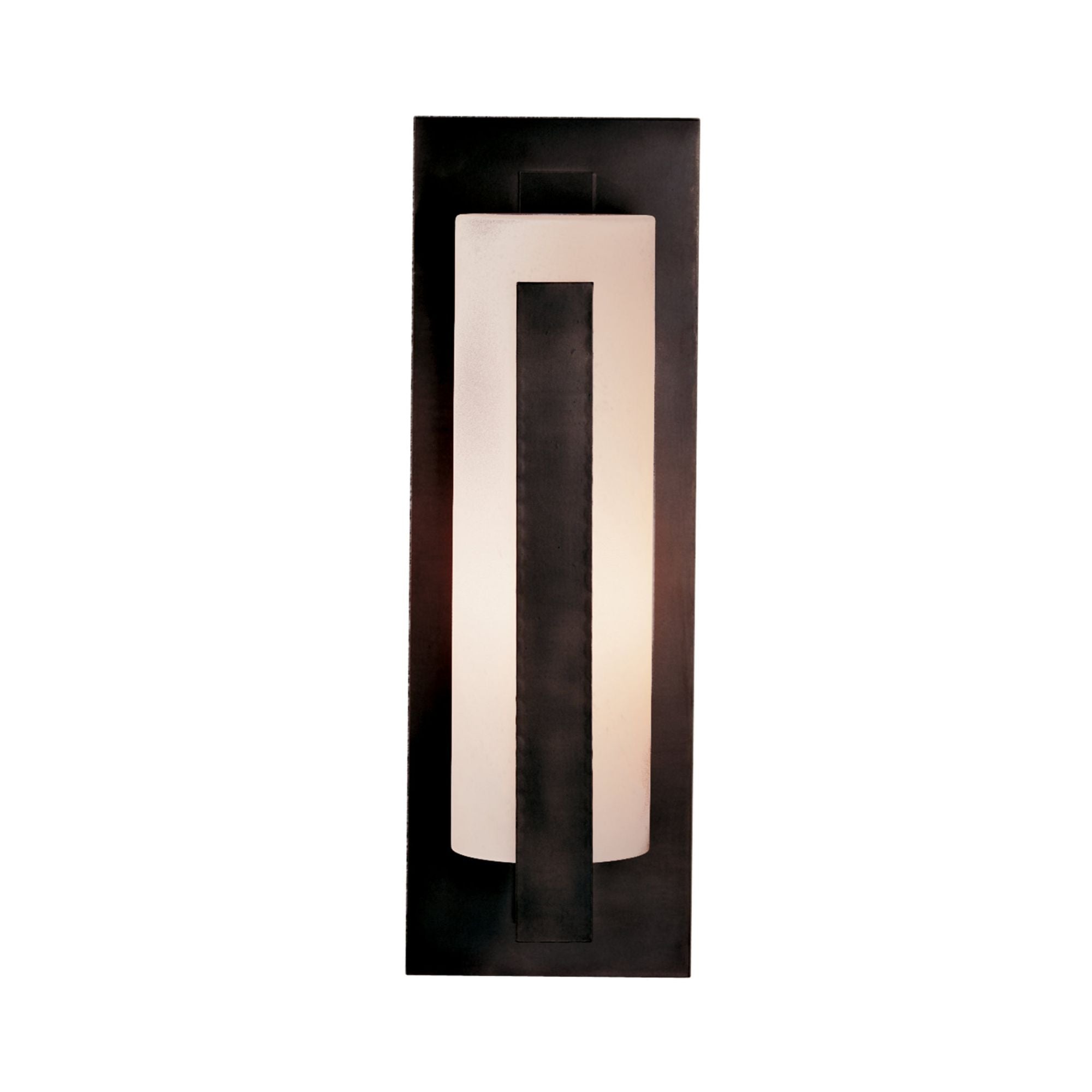 Forged Vertical Bars Large Outdoor Sconce 1-Light Opal Glass (GG) in Coastal Dark Smoke