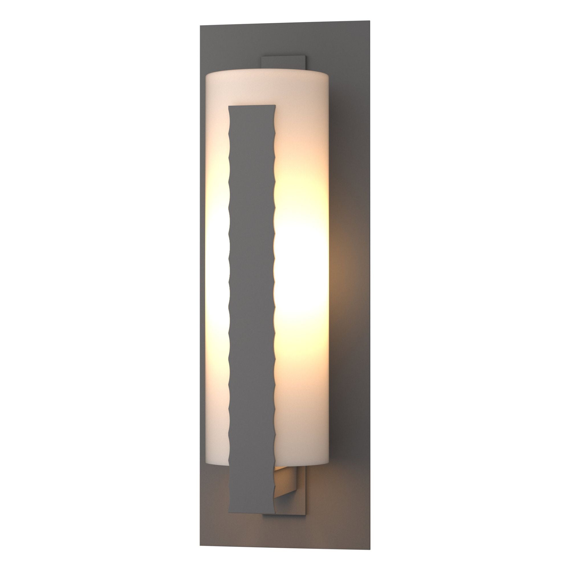 Forged Vertical Bars Large Outdoor Sconce 1-Light Opal Glass (GG) in Coastal Burnished Steel