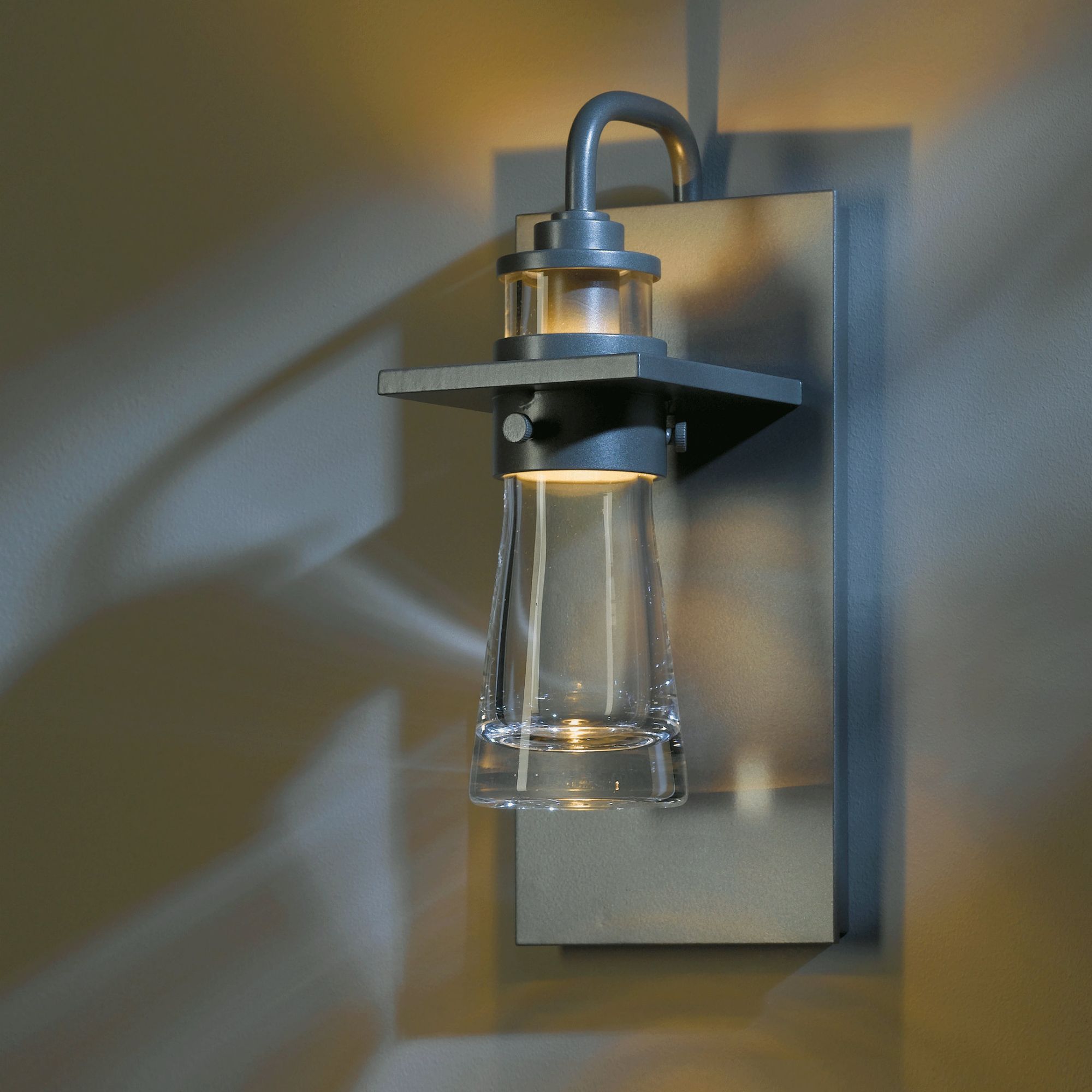 Erlenmeyer Medium Outdoor Sconce 1-Light Clear Glass (ZM) in Coastal Burnished Steel