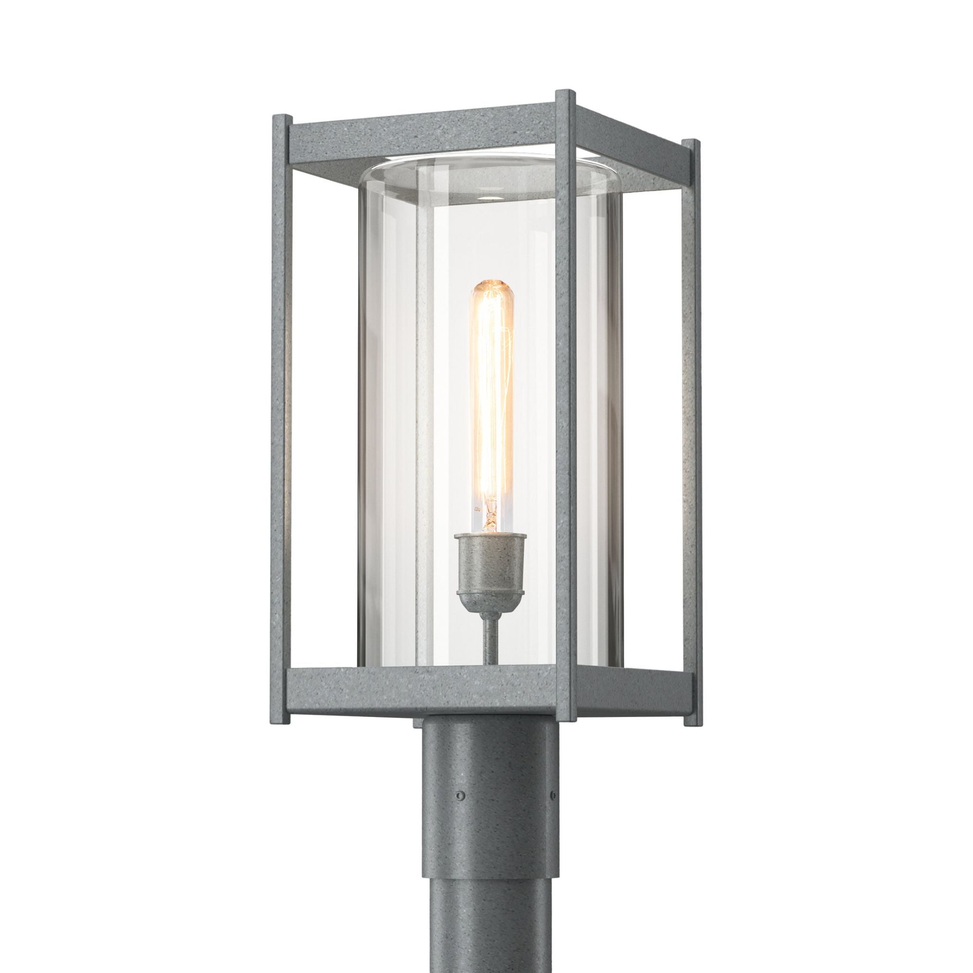 Cela Outdoor Post Light 1-Light Clear Glass (ZM) in Coastal Burnished Steel
