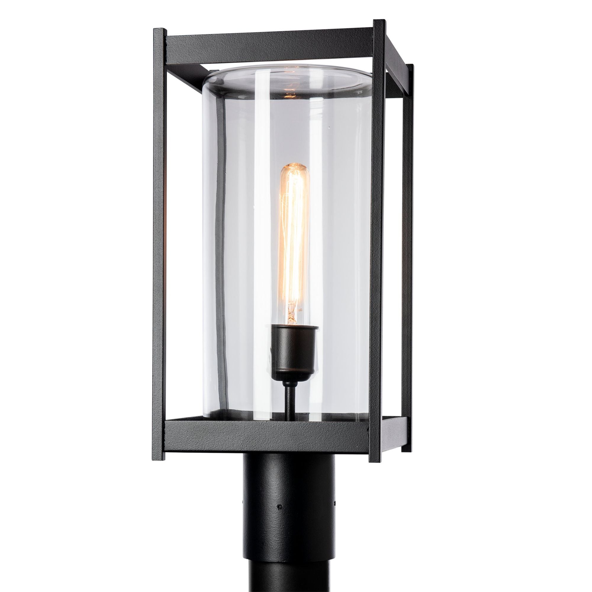 Cela Outdoor Post Light 1-Light Clear Glass (ZM) in Coastal Black
