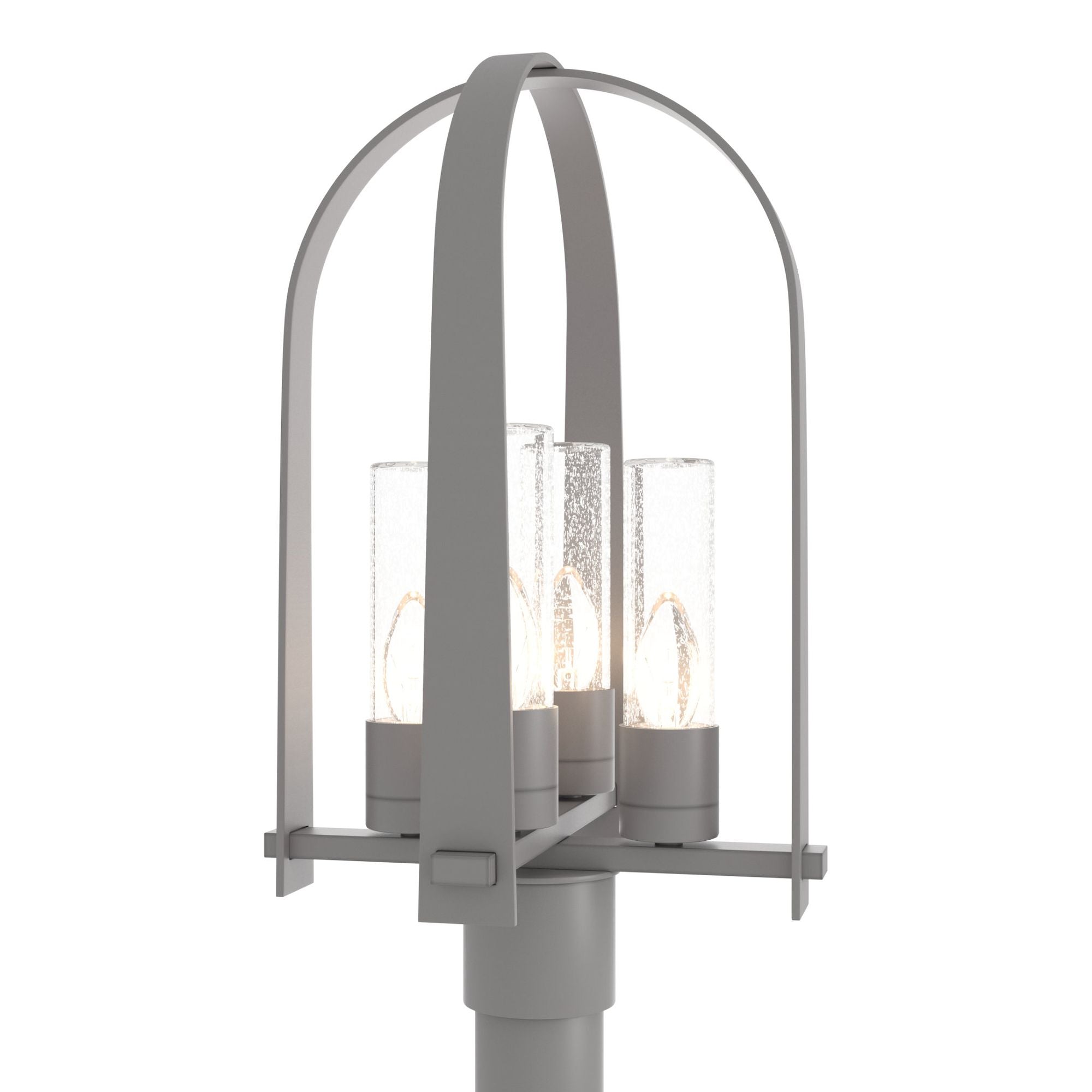 Triomphe Post Light 4-Light Seeded Clear Glass (II) in Coastal Burnished Steel