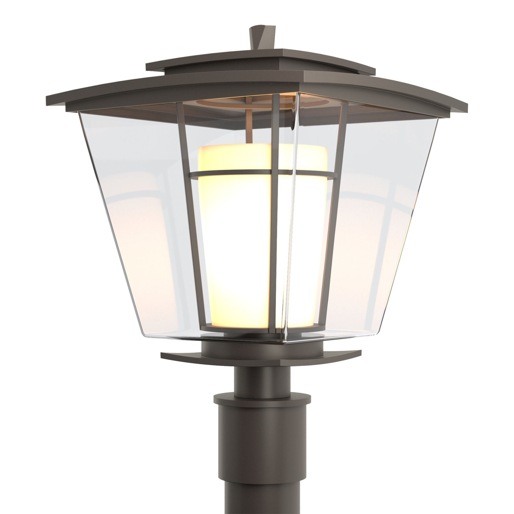 Beacon Hall Outdoor Post Light 1-Light Clear Glass with Opal Diffuser (ZU) in Coastal Dark Smoke