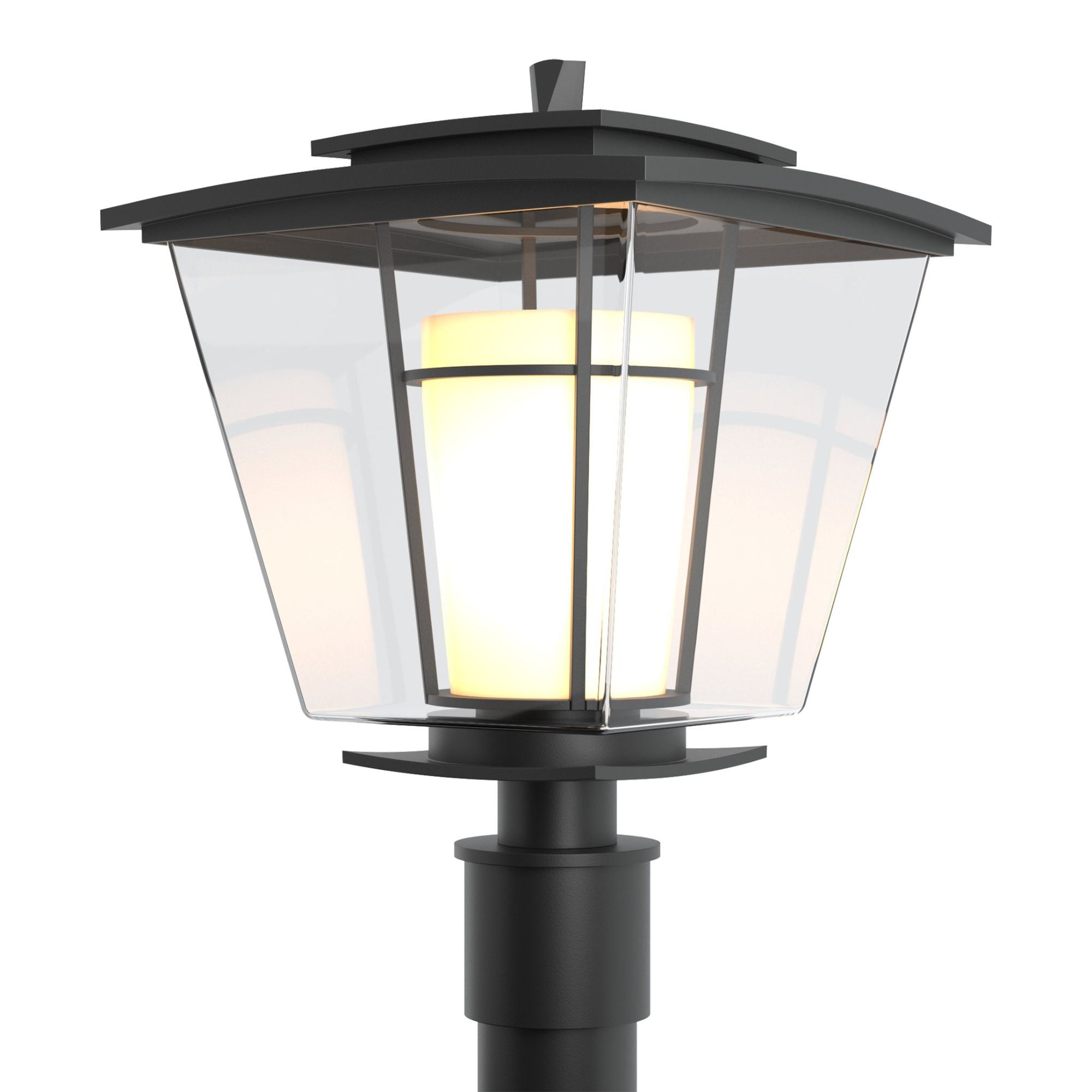 Beacon Hall Outdoor Post Light 1-Light Clear Glass with Opal Diffuser (ZU) in Coastal Black