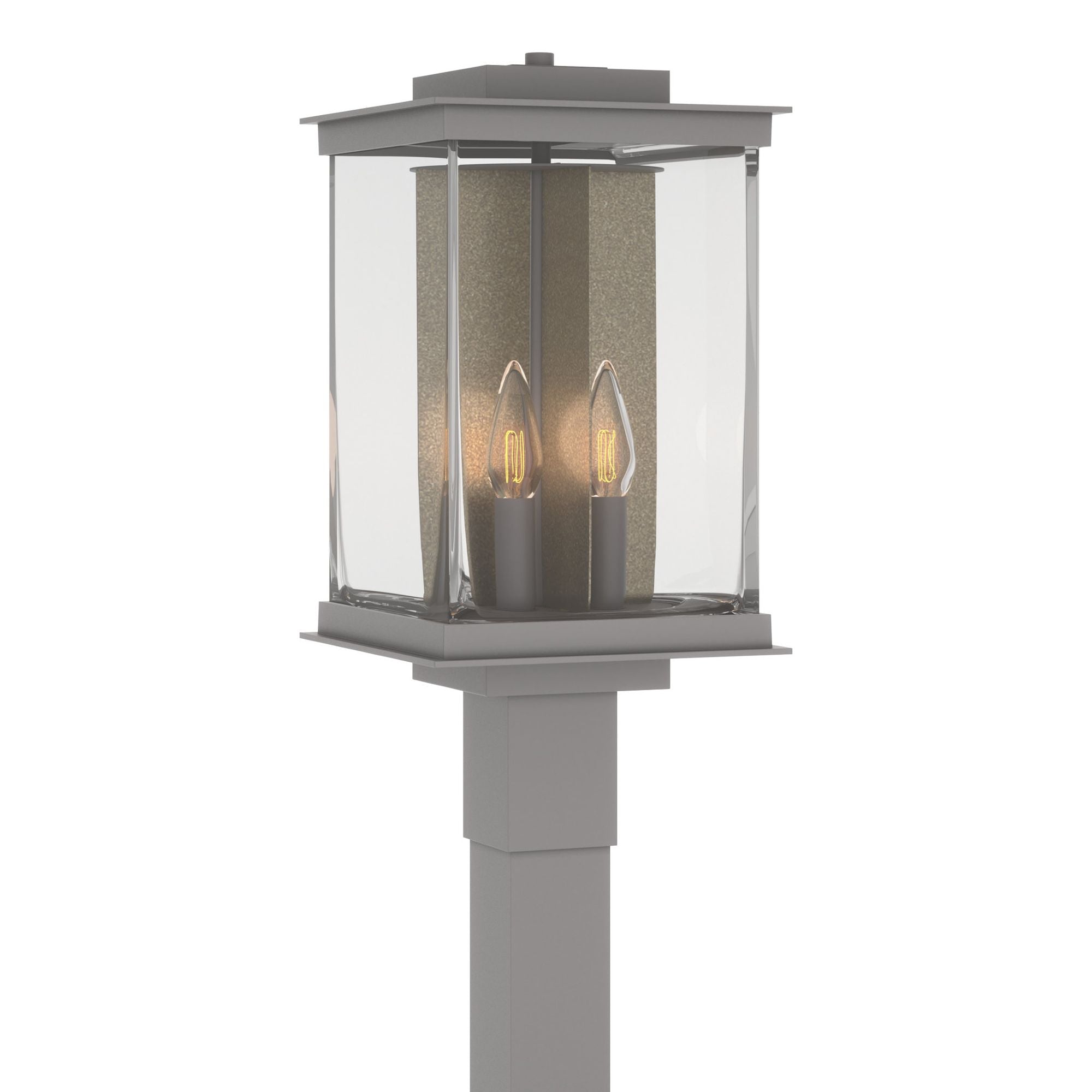 Kingston Outdoor Post Light 4-Light Translucent Soft Gold Accent Clear Glass (ZM) in Coastal Burnished Steel