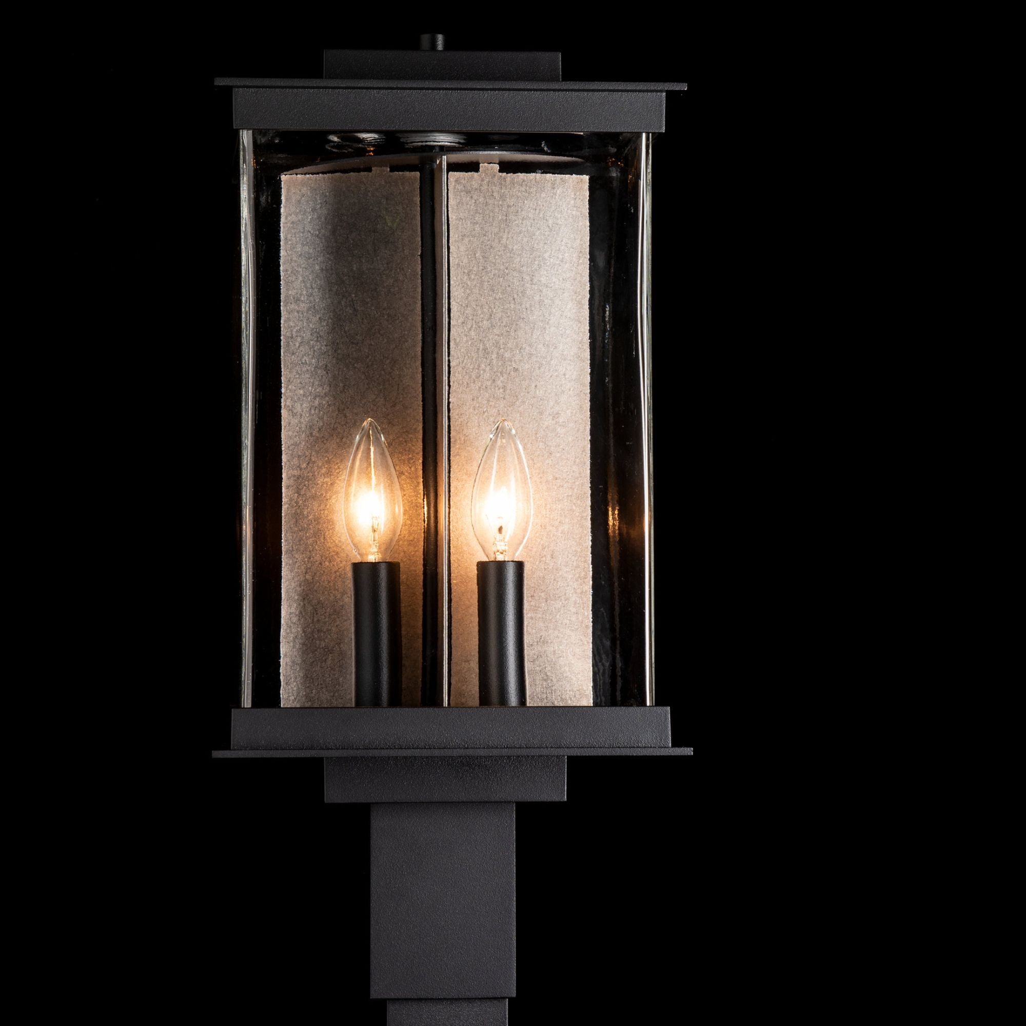 Kingston Outdoor Post Light 4-Light Translucent Soft Gold Accent Clear Glass (ZM) in Coastal Black