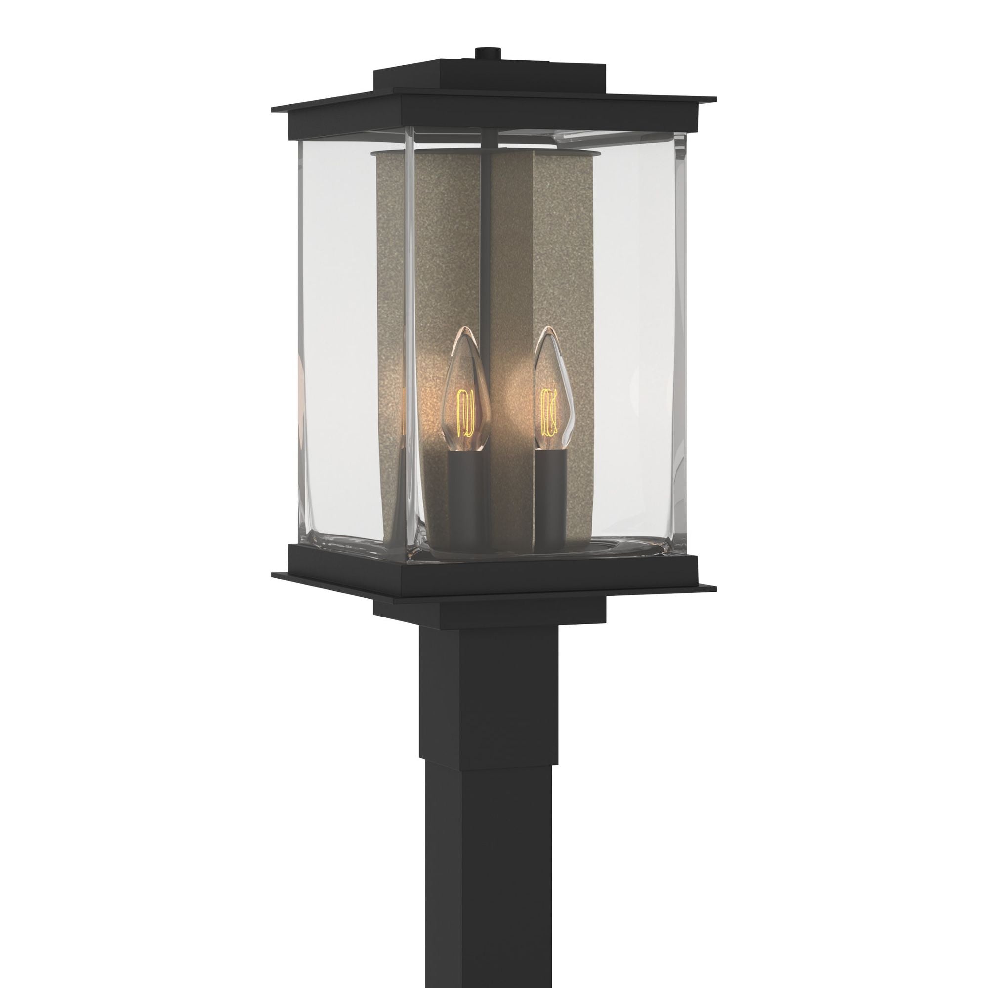 Kingston Outdoor Post Light 4-Light Translucent Soft Gold Accent Clear Glass (ZM) in Coastal Black