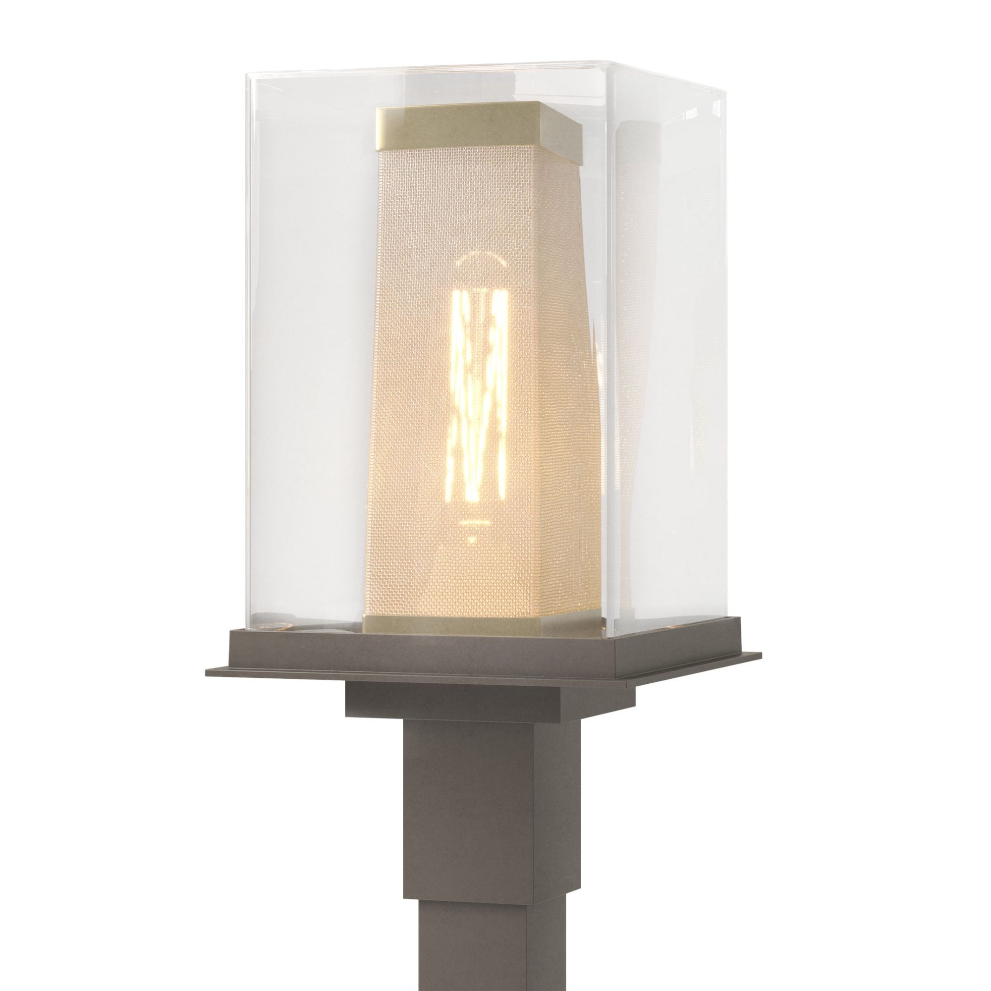Polaris Outdoor Post Light 1-Light Coastal Gold Accent Clear Glass (ZM) in Coastal Dark Smoke