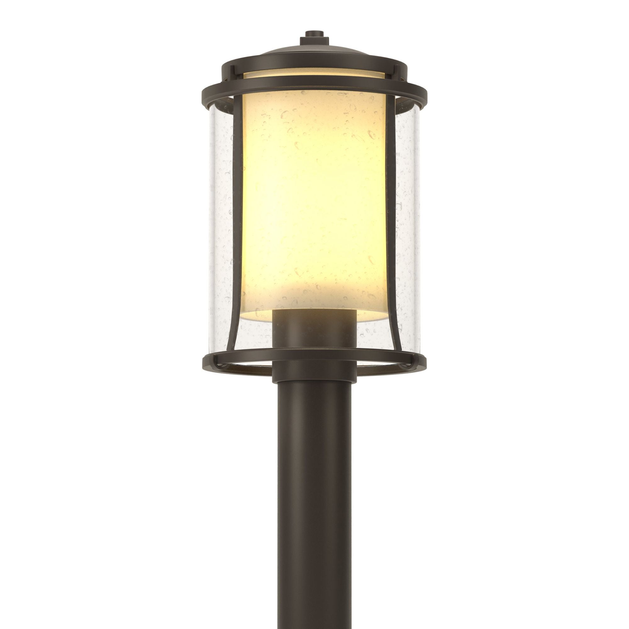 Meridian Outdoor Post Light 1-Light Seeded Glass with Opal Diffuser (ZS) in Coastal Dark Smoke