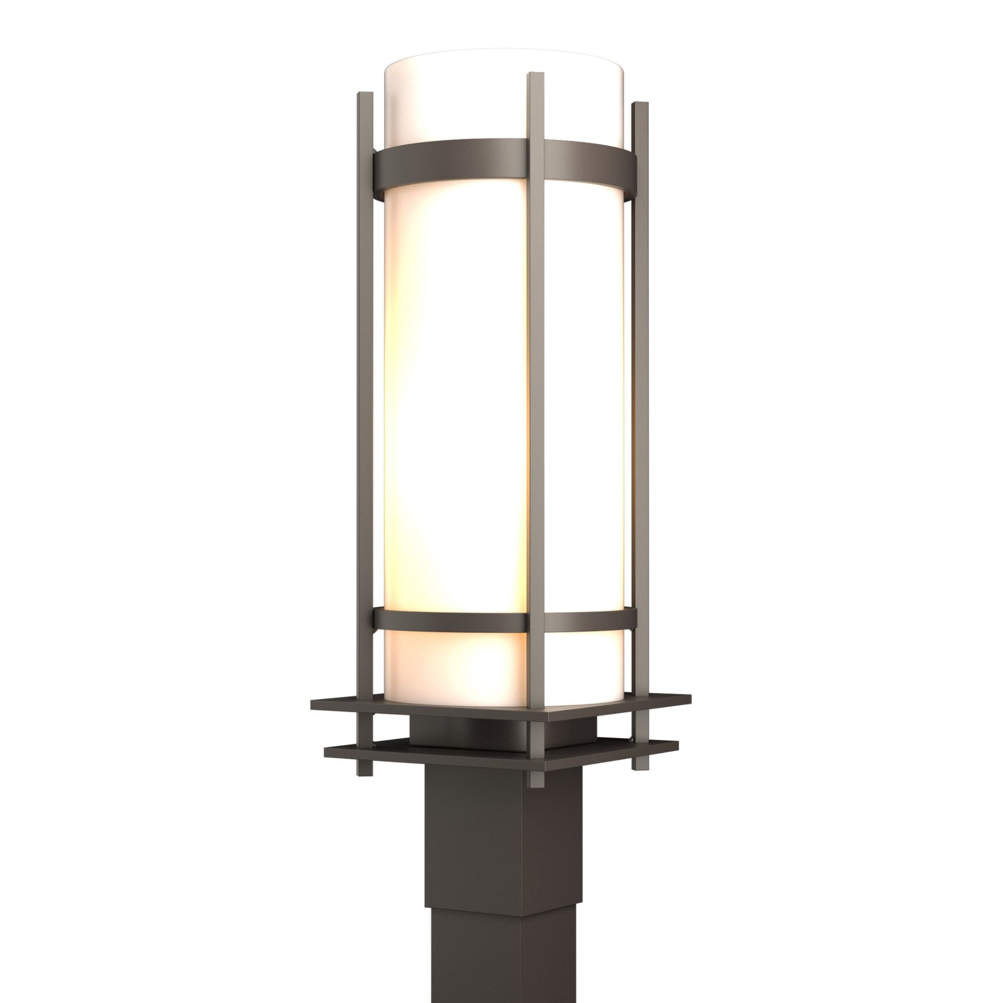 Banded Outdoor Post Light 1-Light Opal Glass (GG) in Coastal Dark Smoke