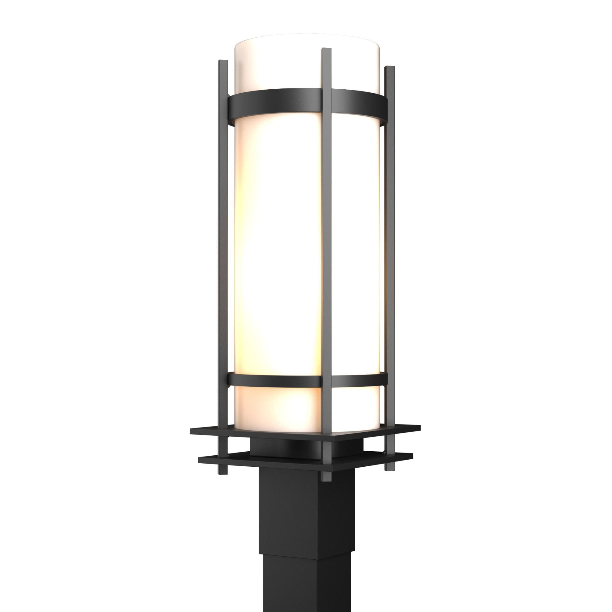 Banded Outdoor Post Light 1-Light Opal Glass (GG) in Coastal Black