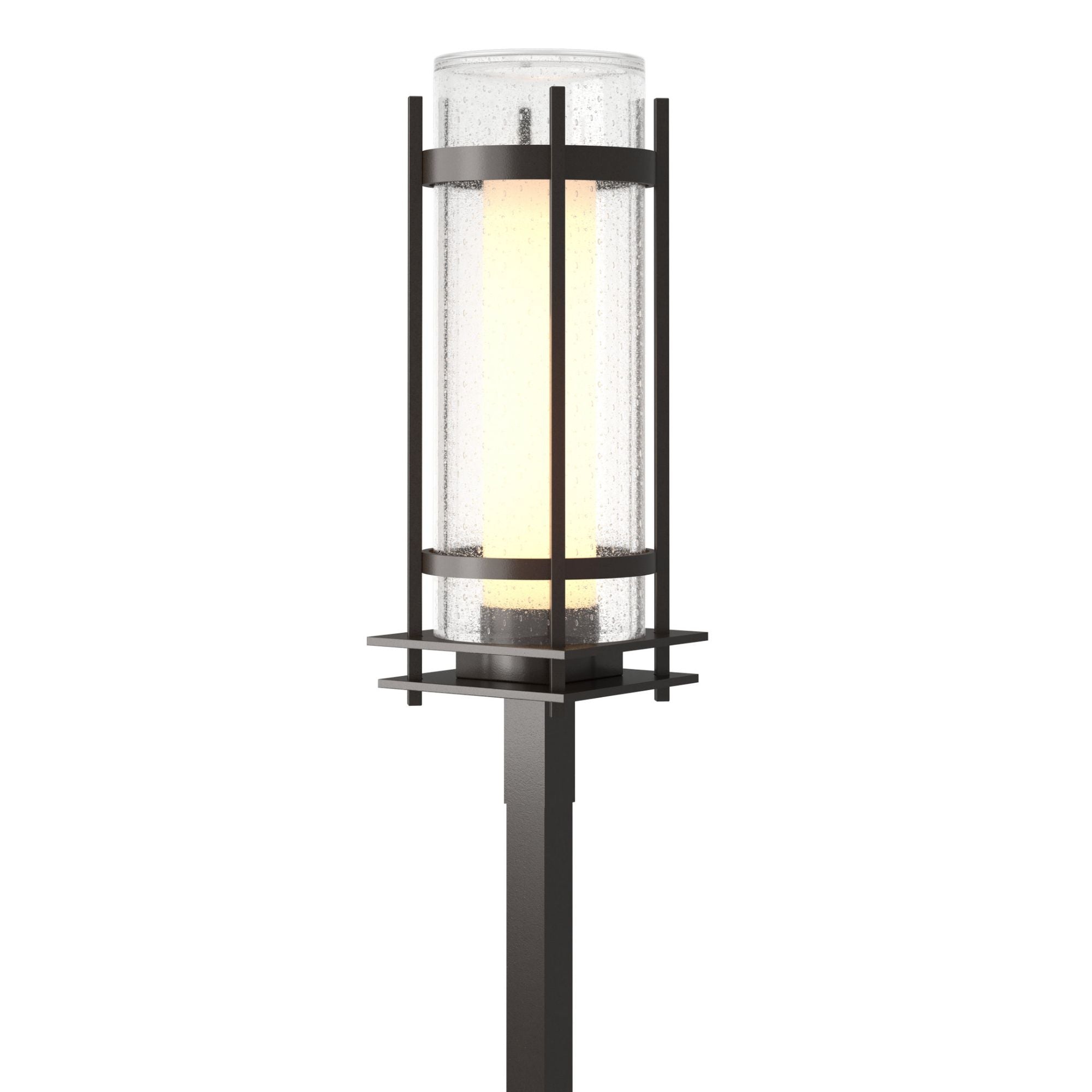 Torch Outdoor Post Light 1-Light Seeded Glass with Opal Diffuser (ZS) in Coastal Oil Rubbed Bronze