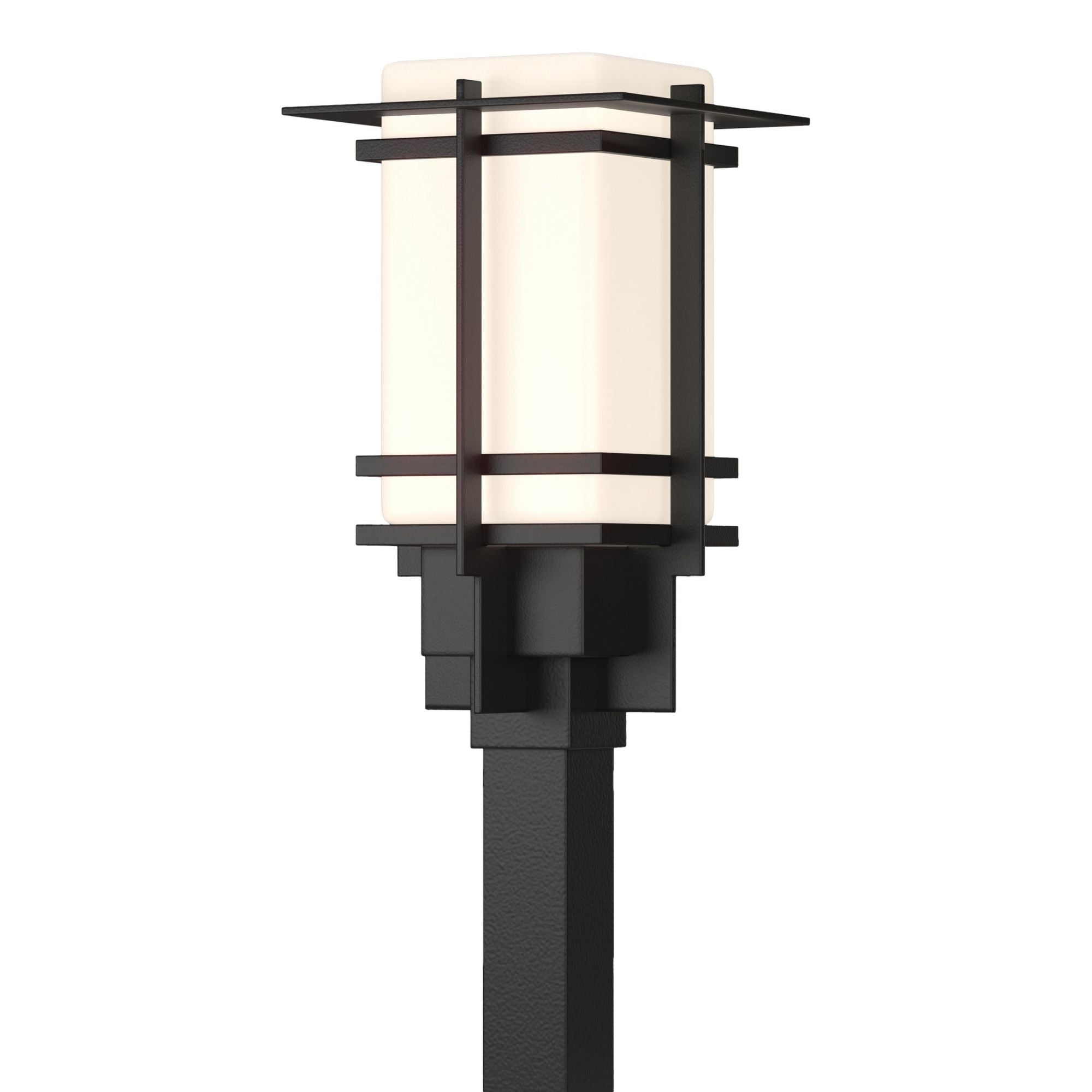 Tourou Outdoor Post Light 1-Light Opal Glass (GG) in Coastal Black