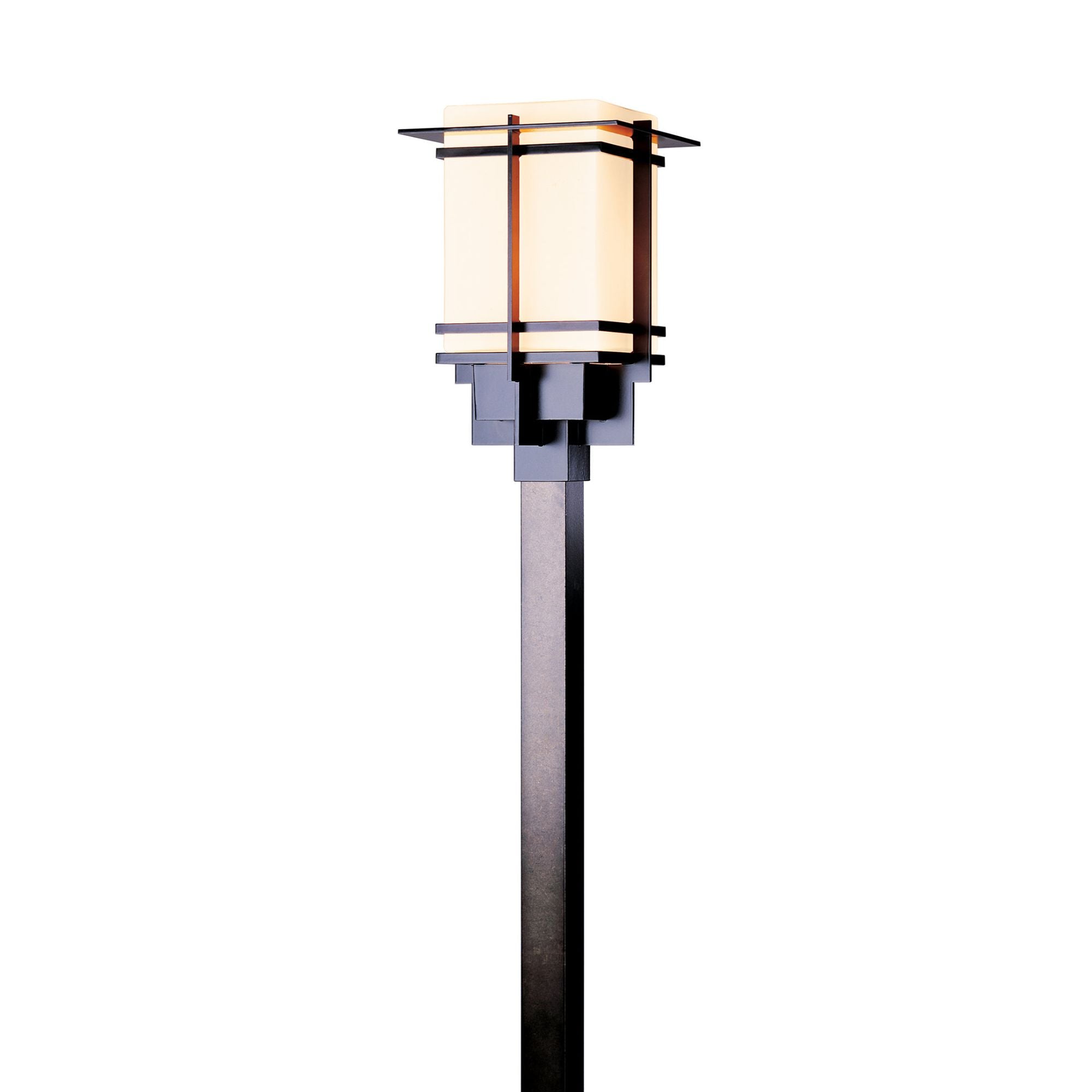 Tourou Large Outdoor Post Light 1-Light Opal Glass (GG) in Coastal Black