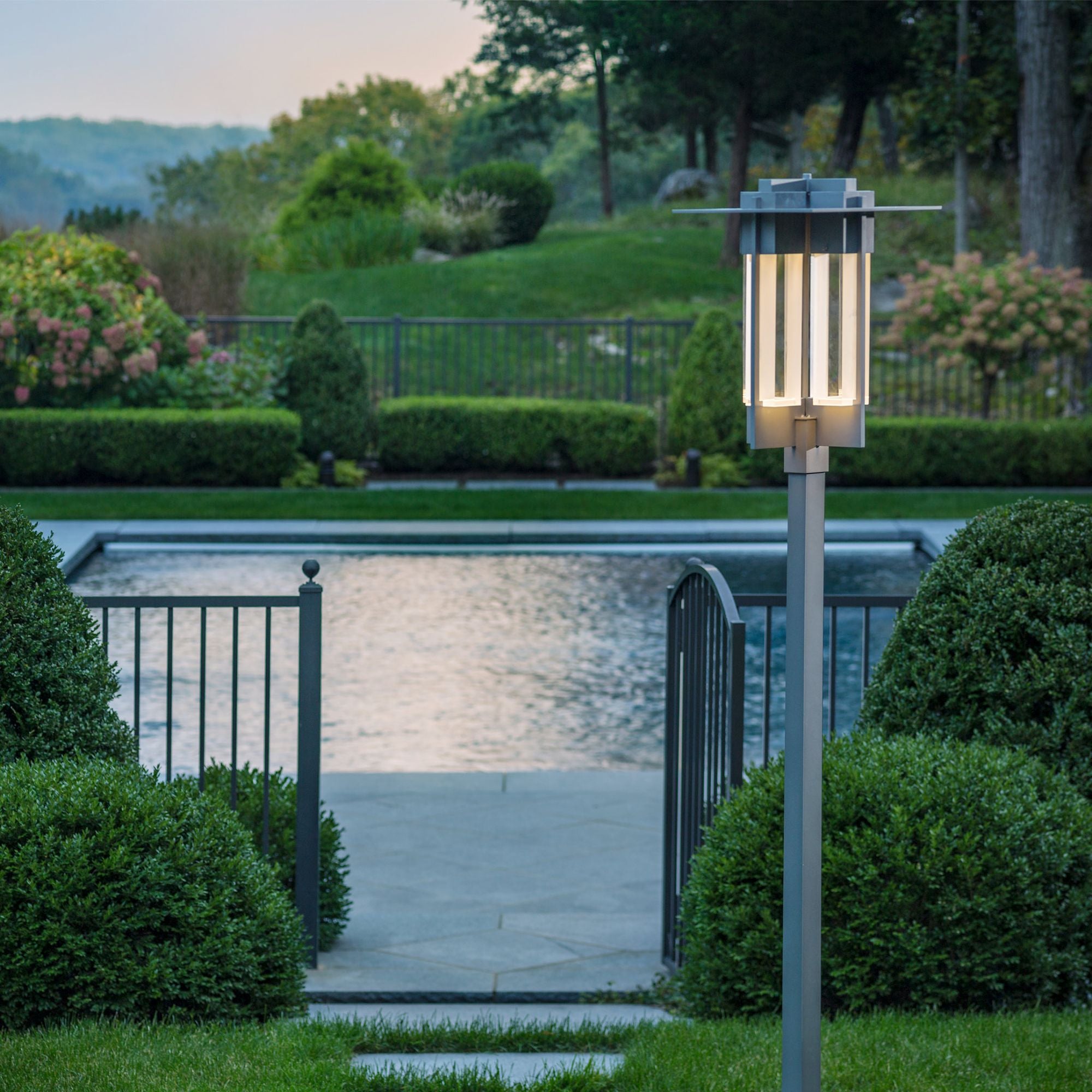Axis Large Outdoor Post Light 4-Light Clear Glass (ZM) in Coastal Burnished Steel