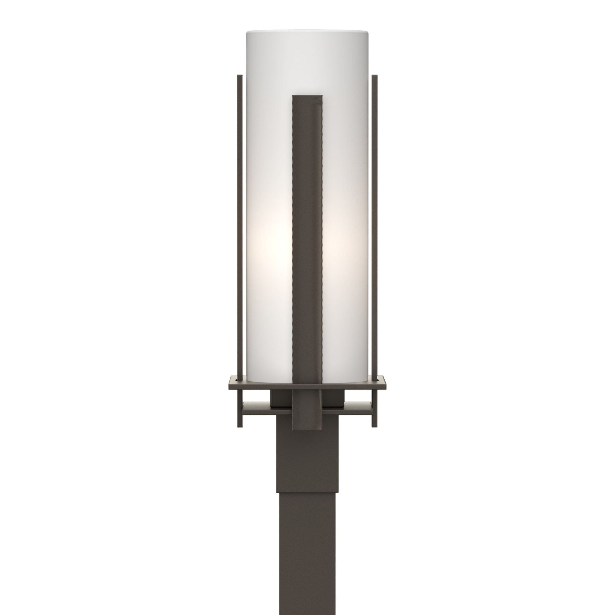 Forged Vertical Bars Outdoor Post Light 1-Light Opal Glass (GG) in Coastal Dark Smoke