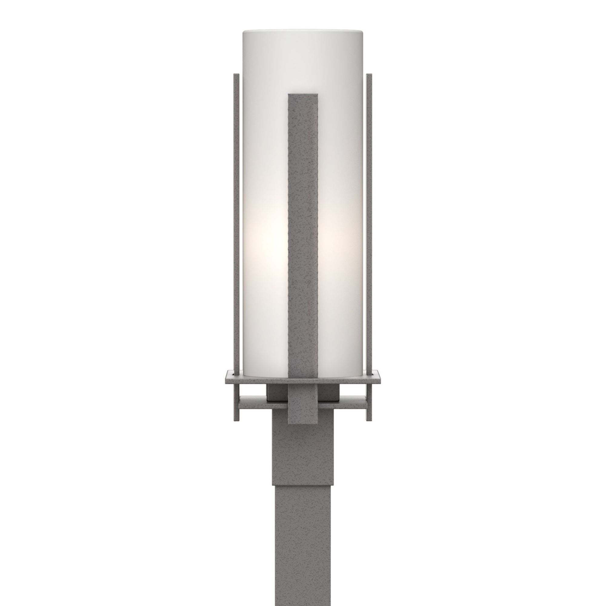 Forged Vertical Bars Outdoor Post Light 1-Light Opal Glass (GG) in Coastal Burnished Steel