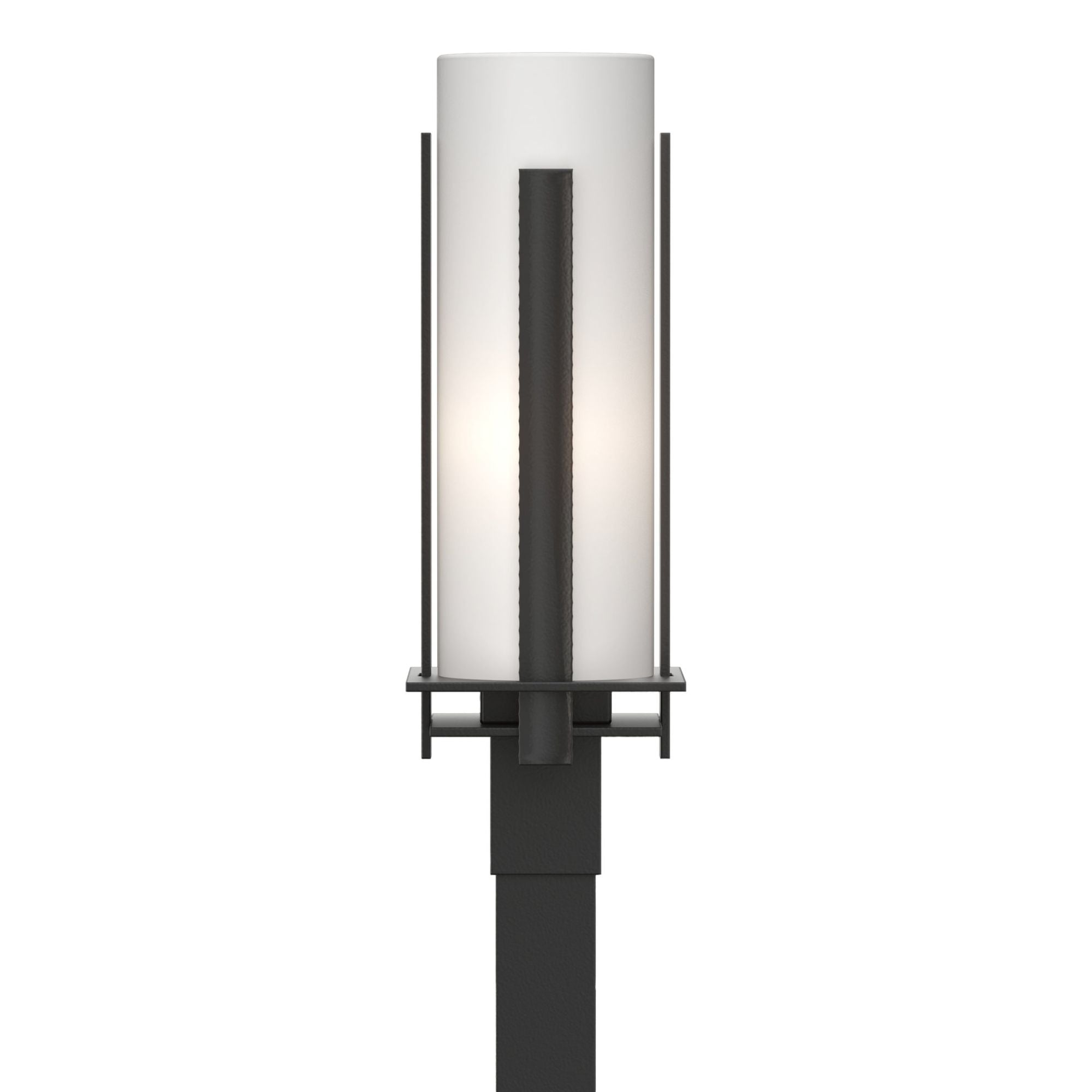 Forged Vertical Bars Outdoor Post Light 1-Light Opal Glass (GG) in Coastal Black