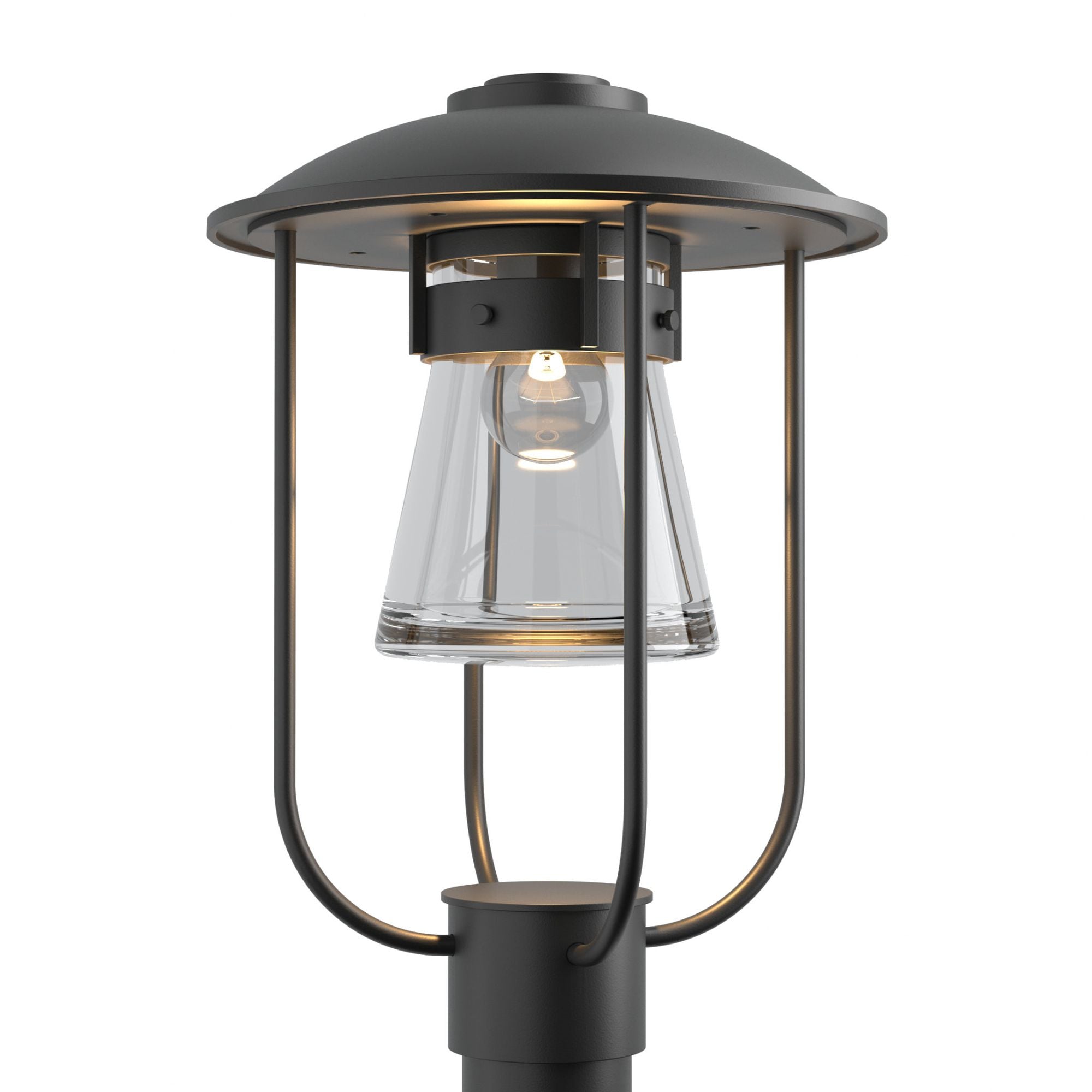 Erlenmeyer Outdoor Post Light 1-Light Clear Glass (ZM) in Coastal Black