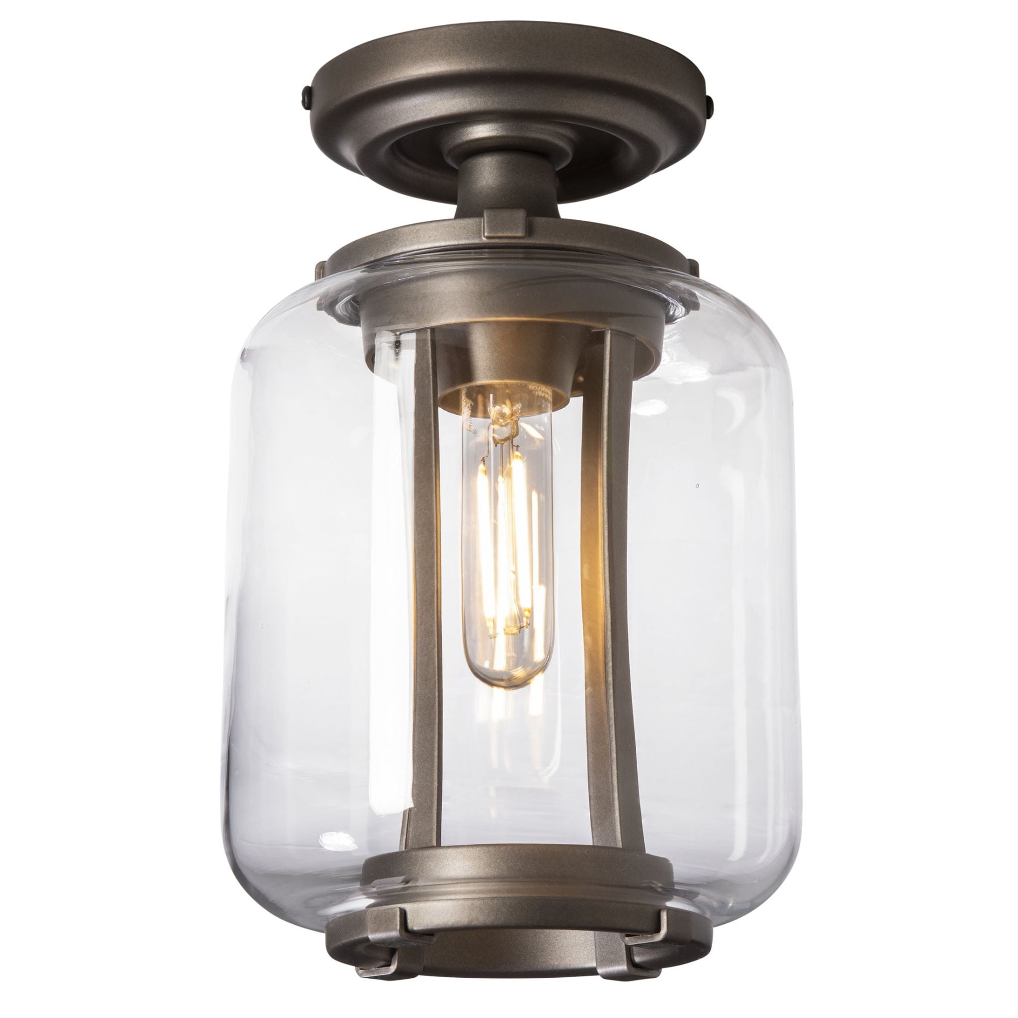 Fairwinds Outdoor Semi-Flush 1-Light Clear Glass (ZM) in Coastal Oil Rubbed Bronze