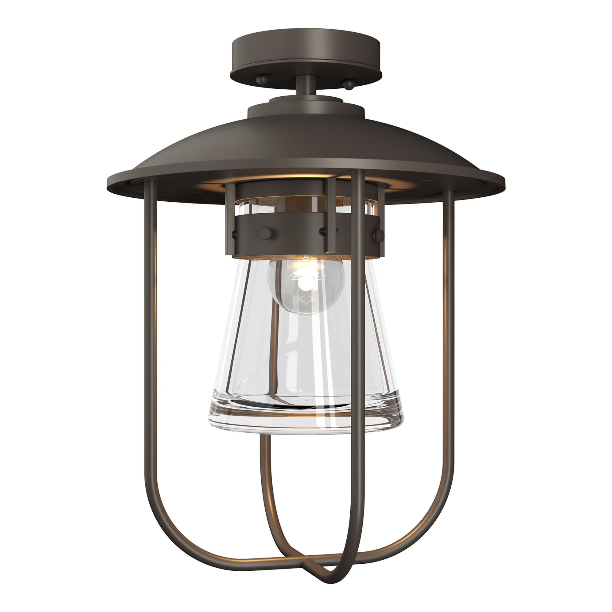Erlenmeyer Outdoor Semi-Flush 1-Light Clear Glass (ZM) in Coastal Dark Smoke