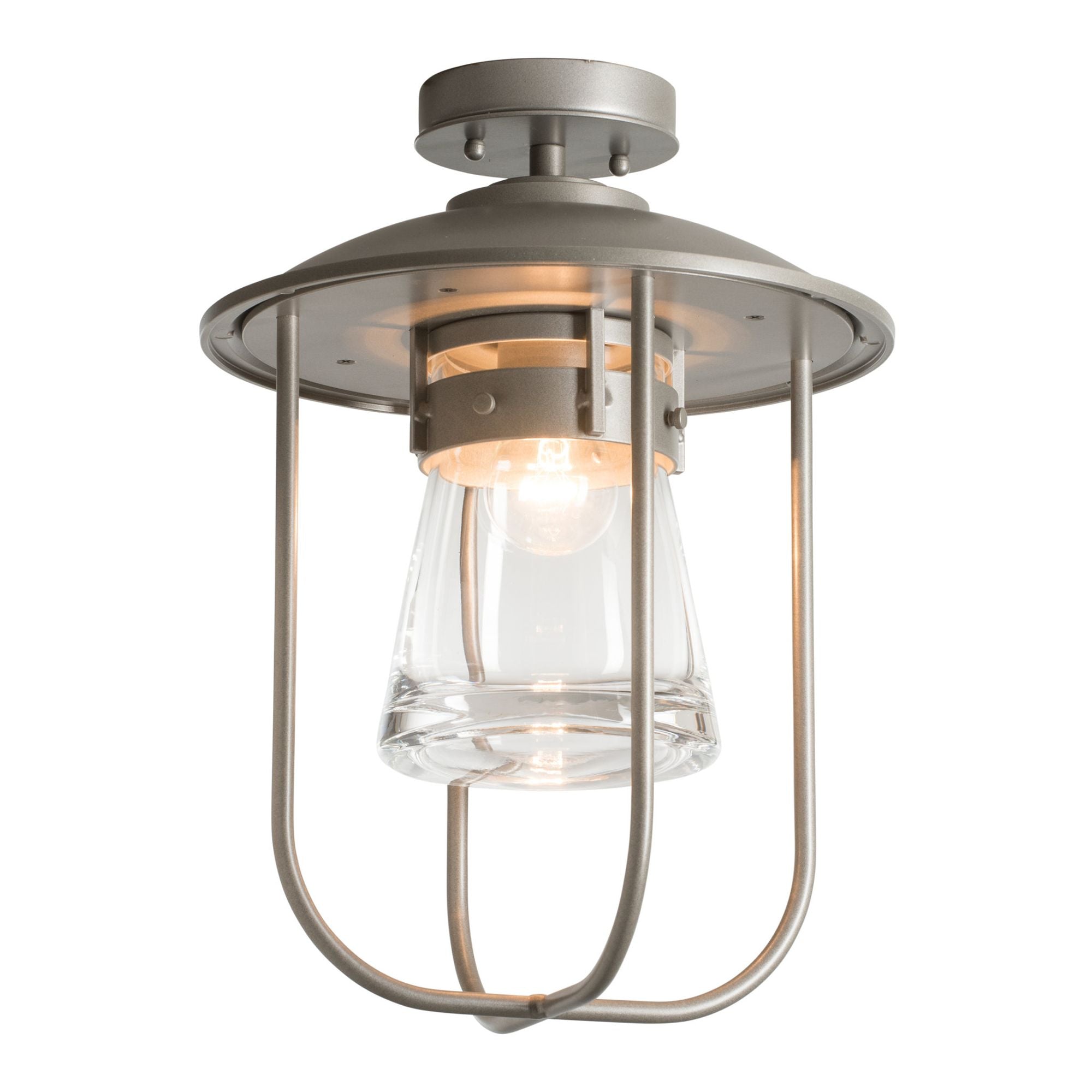 Erlenmeyer Outdoor Semi-Flush 1-Light Clear Glass (ZM) in Coastal Burnished Steel