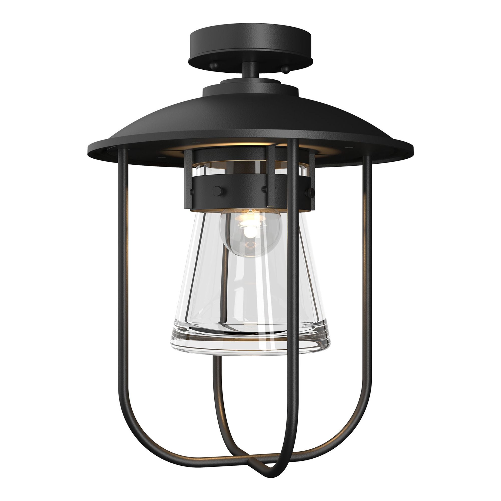 Erlenmeyer Outdoor Semi-Flush 1-Light Clear Glass (ZM) in Coastal Black