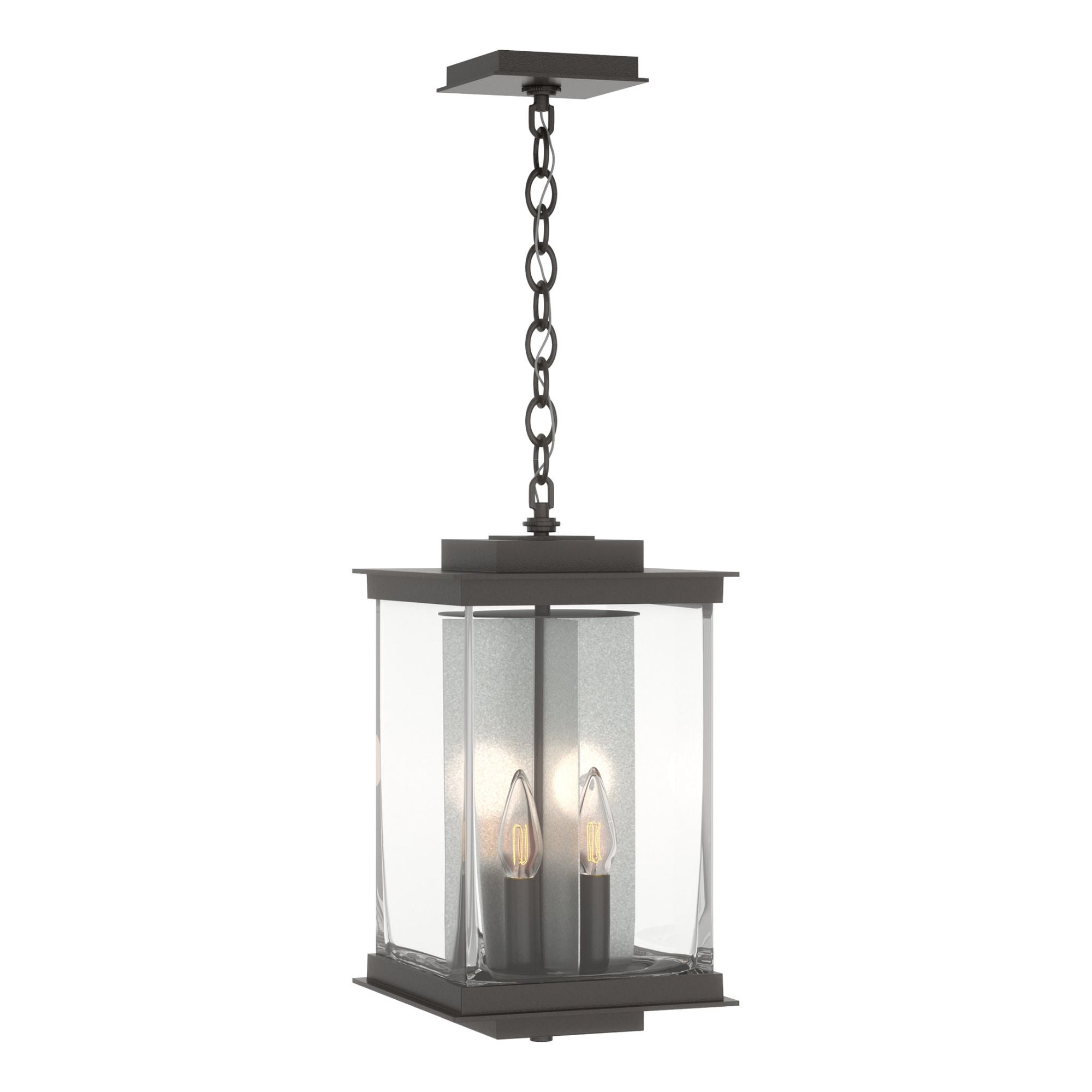 Kingston Outdoor Large Lantern 4-Light Translucent Vintage Platinum Accent Clear Glass (ZM) in Coastal Oil Rubbed Bronze