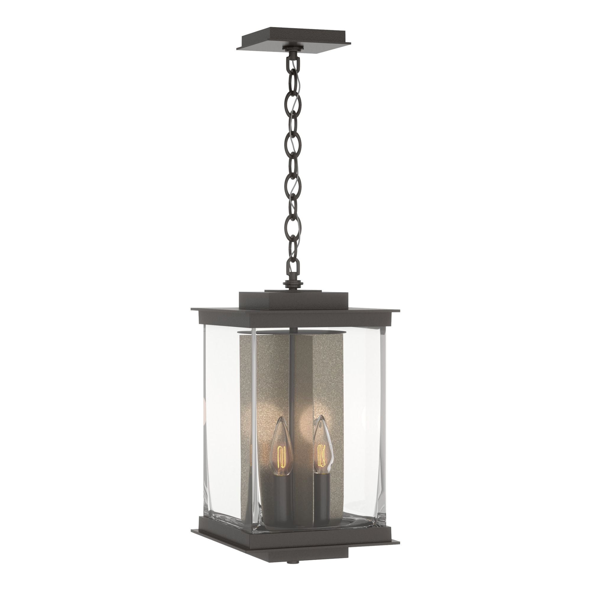 Kingston Outdoor Large Lantern 4-Light Translucent Soft Gold Accent Clear Glass (ZM) in Coastal Oil Rubbed Bronze