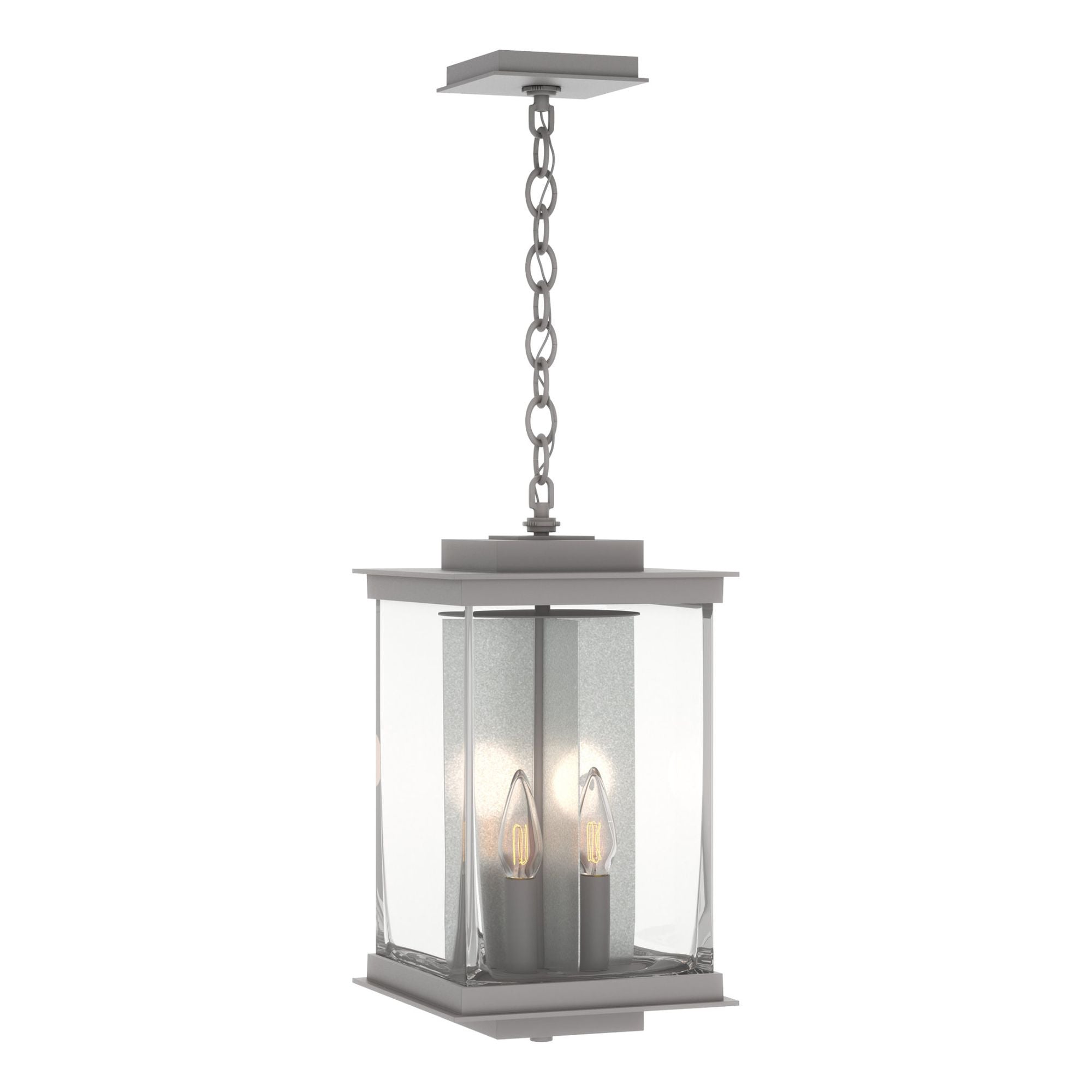 Kingston Outdoor Large Lantern 4-Light Translucent Vintage Platinum Accent Clear Glass (ZM) in Coastal Burnished Steel
