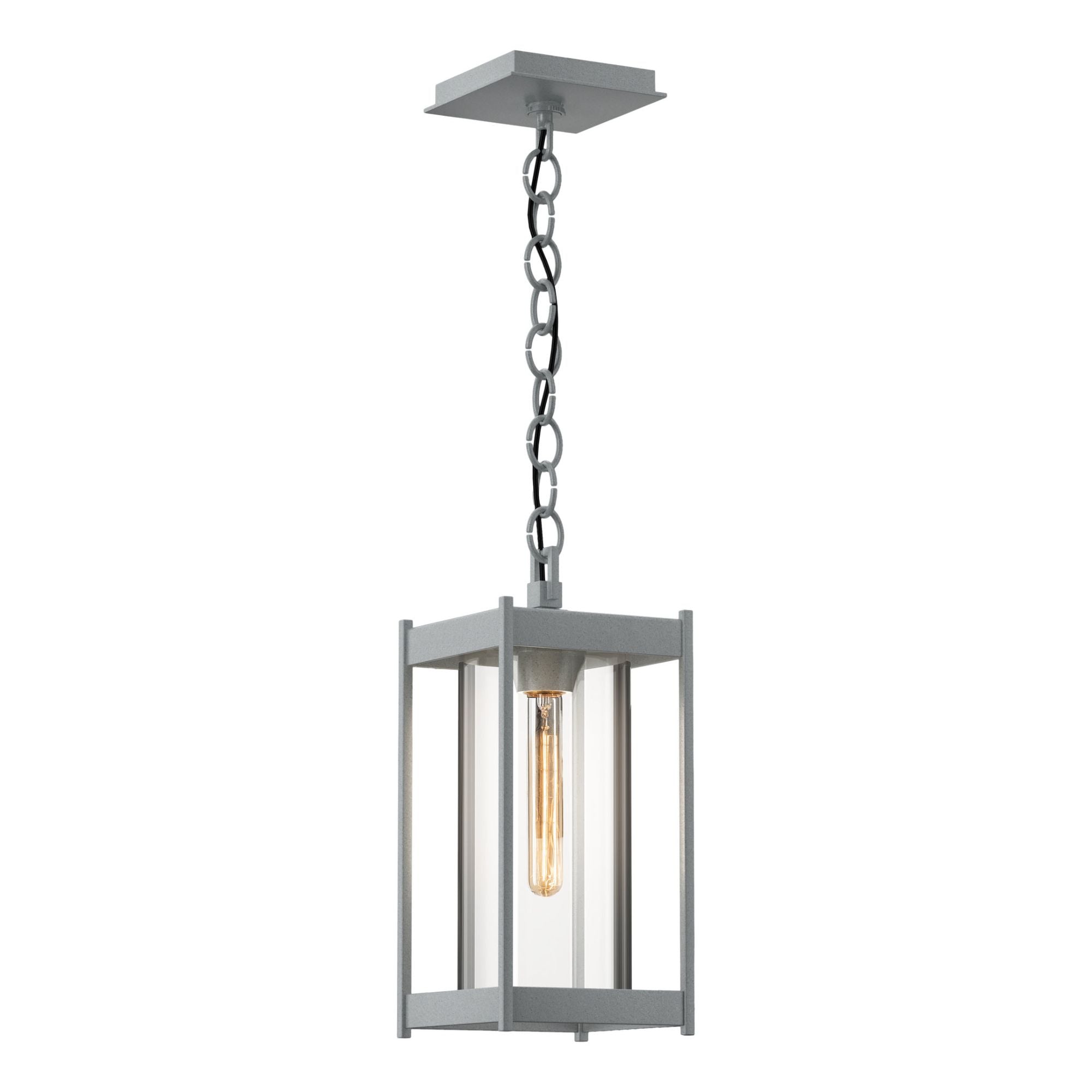 Cela Medium Outdoor Lantern 1-Light Clear Glass (ZM) in Coastal Burnished Steel
