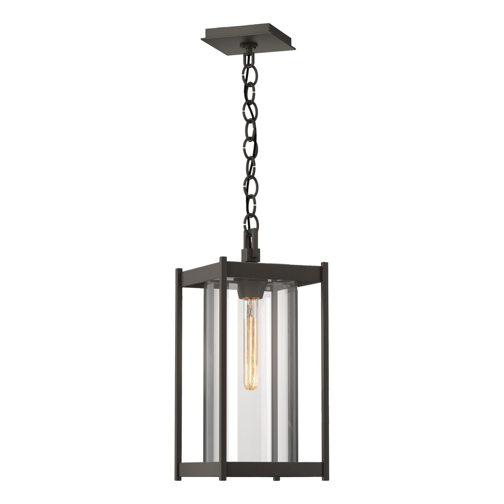 Cela Large Outdoor Lantern 1-Light Clear Glass (ZM) in Coastal Dark Smoke