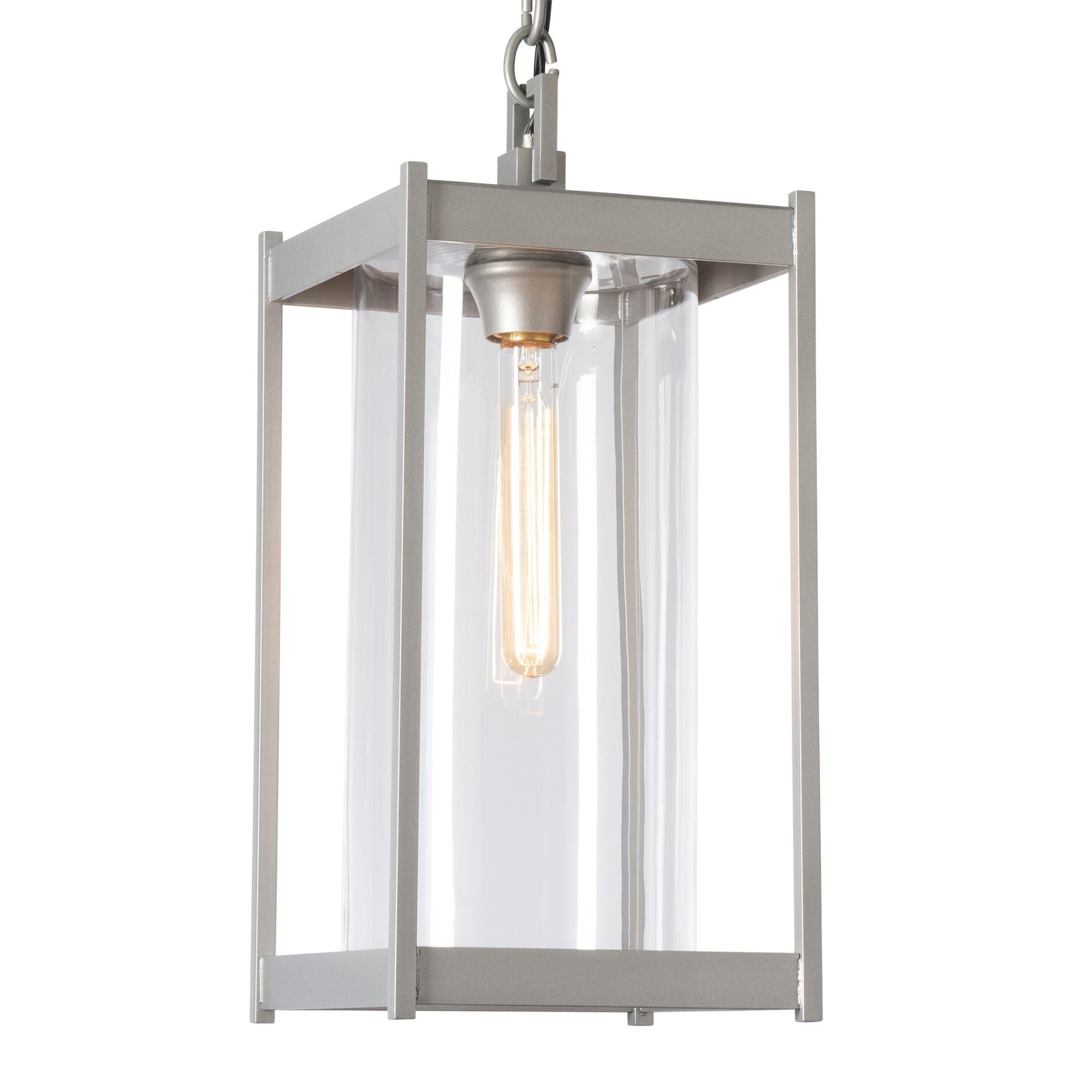 Cela Large Outdoor Lantern 1-Light Clear Glass (ZM) in Coastal Burnished Steel