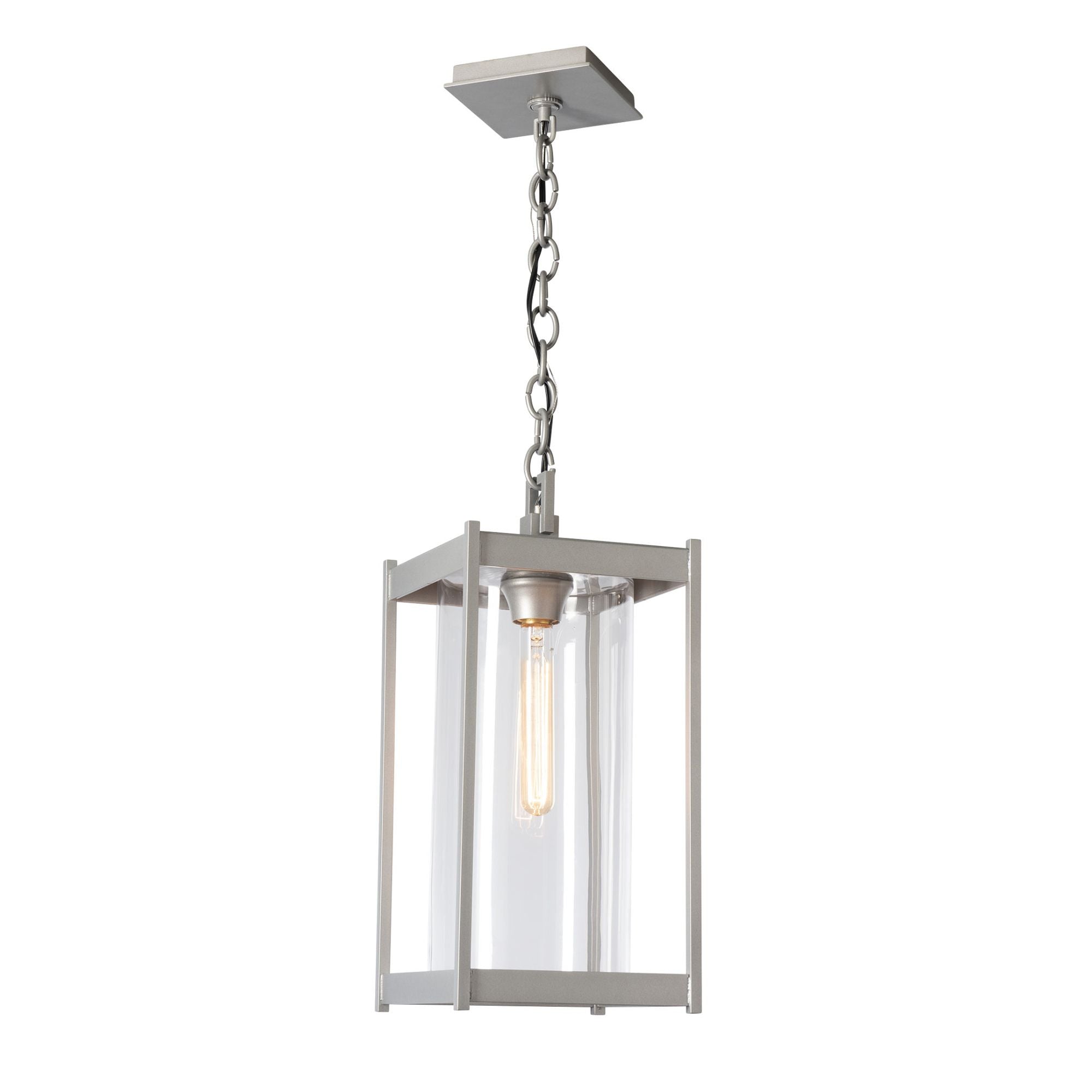 Cela Large Outdoor Lantern 1-Light Clear Glass (ZM) in Coastal Burnished Steel
