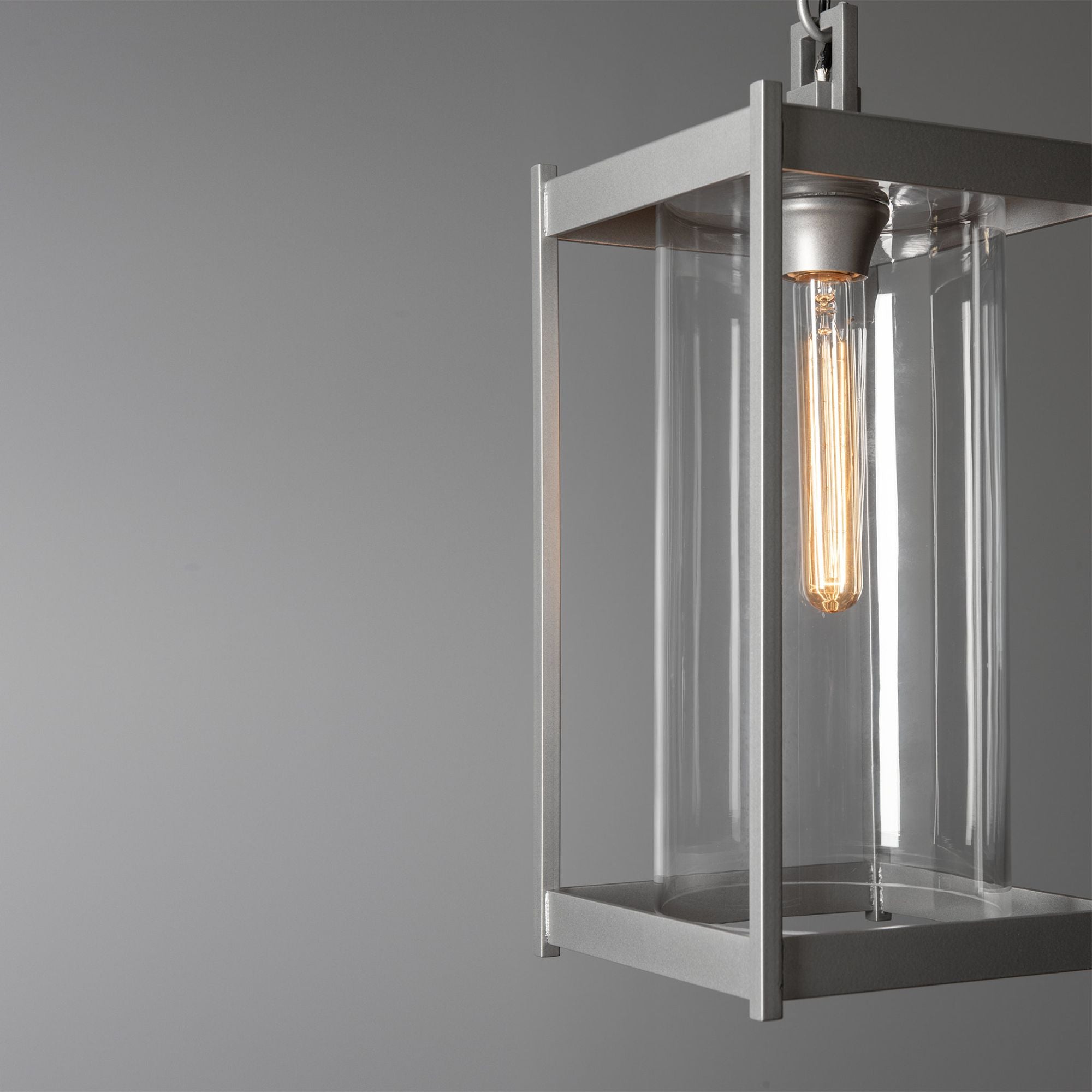 Cela Large Outdoor Lantern 1-Light Clear Glass (ZM) in Coastal Burnished Steel