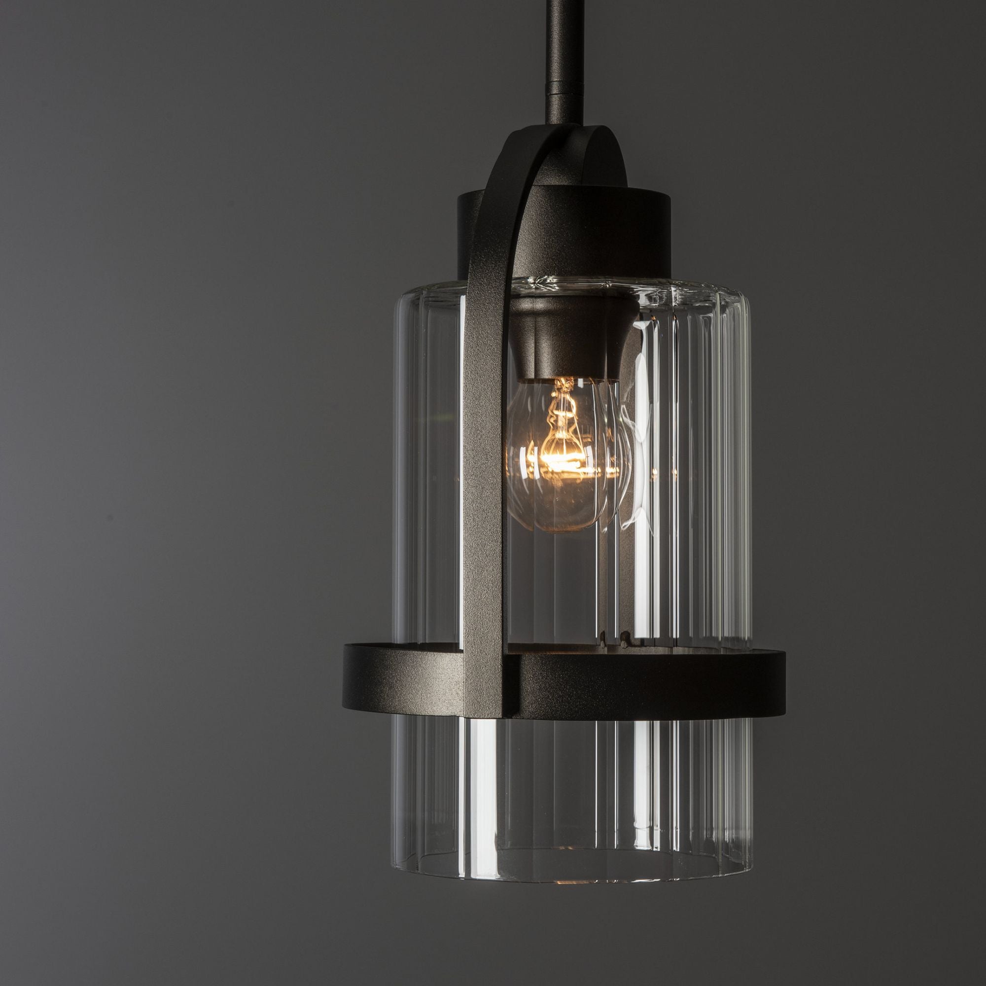 Alcove Outdoor Pendant 1-Light Clear Glass (ZM) in Coastal Oil Rubbed Bronze