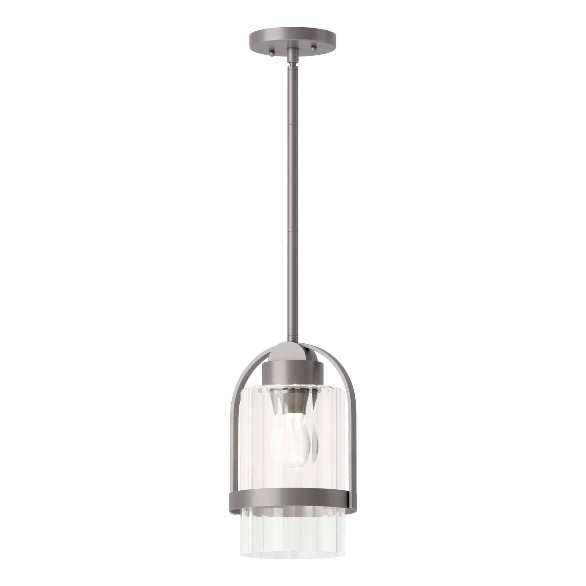 Alcove Outdoor Pendant 1-Light Clear Glass (ZM) in Coastal Burnished Steel