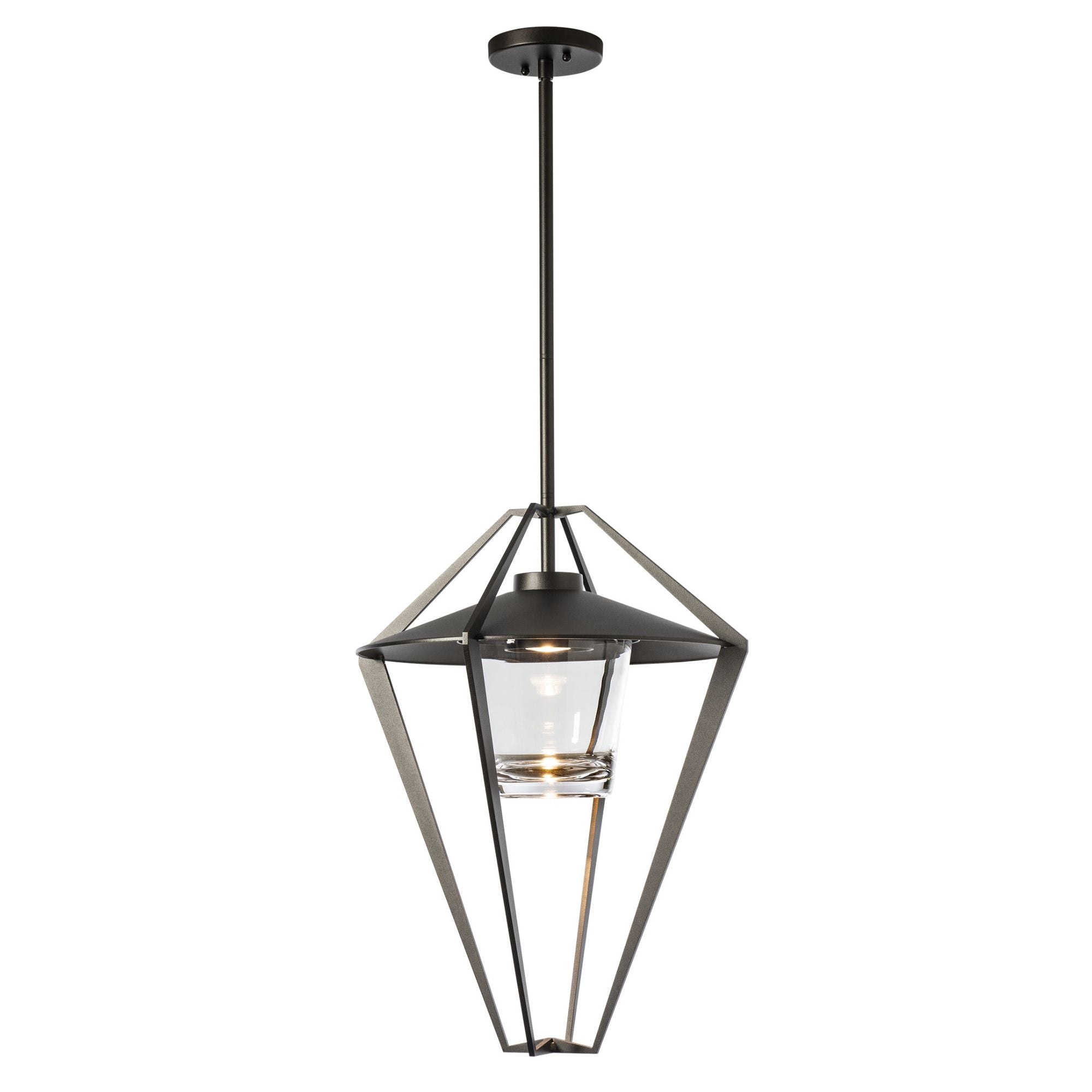 Stellar Large Outdoor Pendant/Semi-Flush 1-Light Clear Glass (ZM) in Coastal Oil Rubbed Bronze