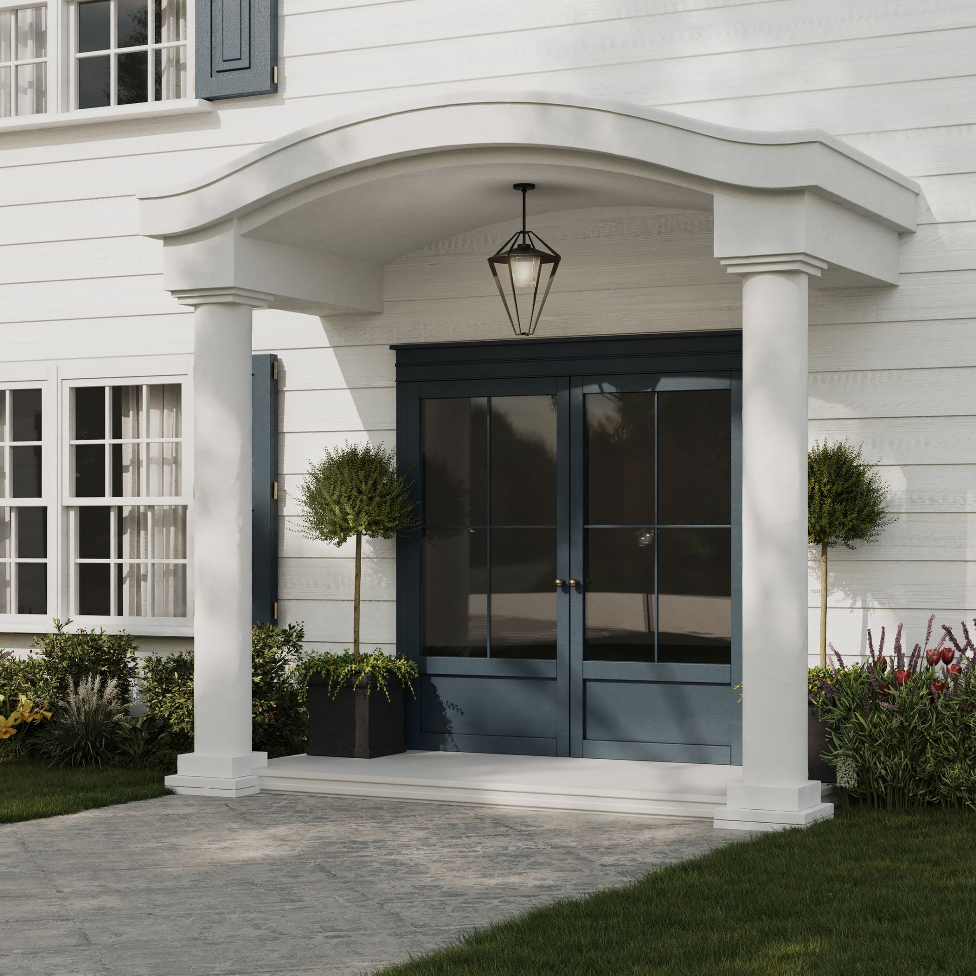 Stellar Large Outdoor Pendant/Semi-Flush 1-Light Clear Glass (ZM) in Coastal Oil Rubbed Bronze