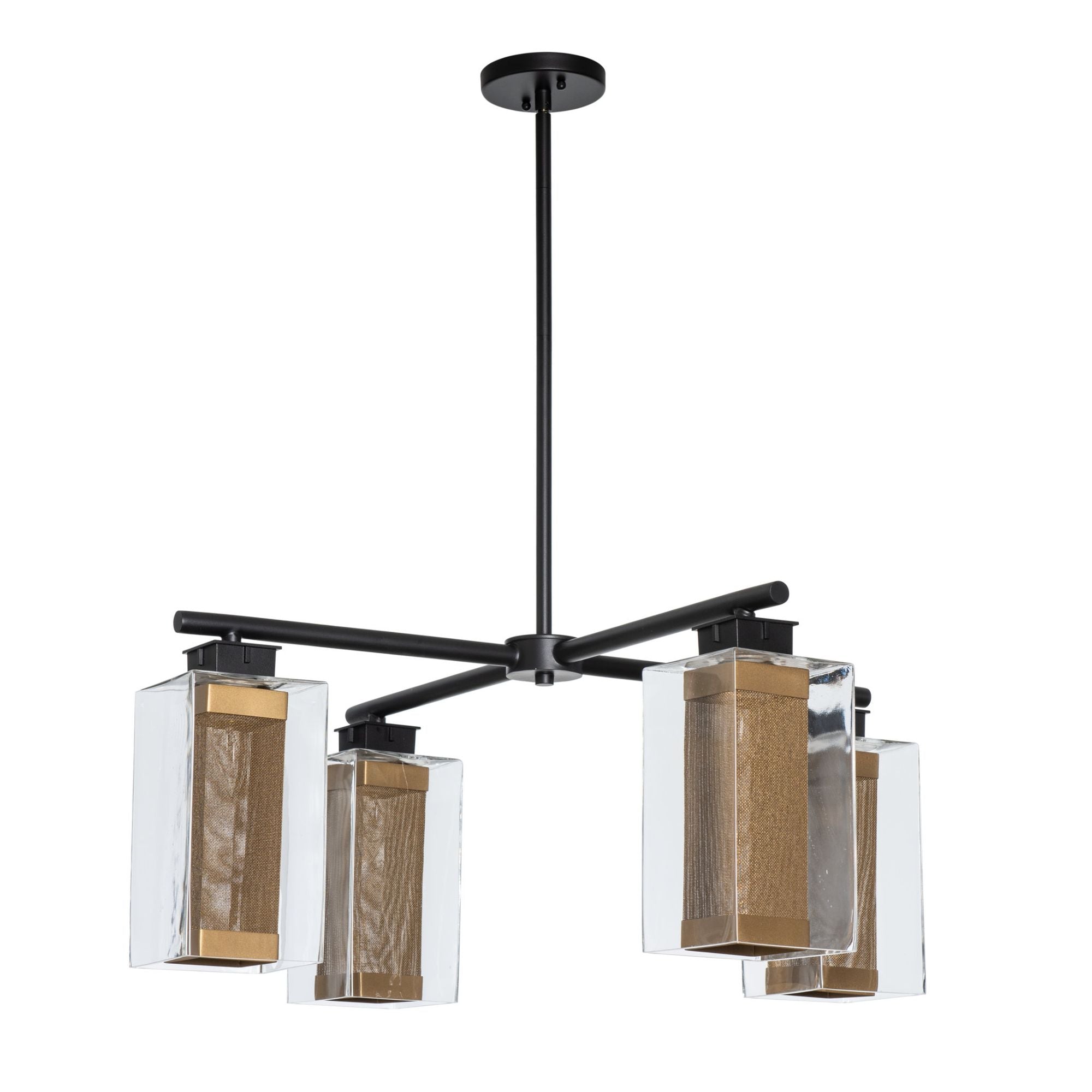 Polaris Outdoor 4-Light Pendant 4-Light Coastal Gold Accent Clear Glass (ZM) in Coastal Black