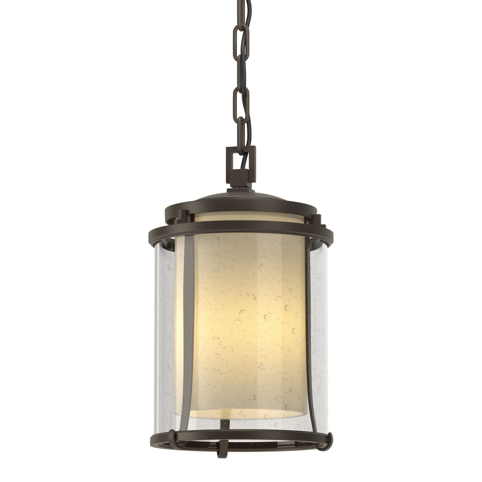 Meridian Outdoor Ceiling Fixture 1-Light Seeded Glass with Opal Diffuser (ZS) in Coastal Dark Smoke