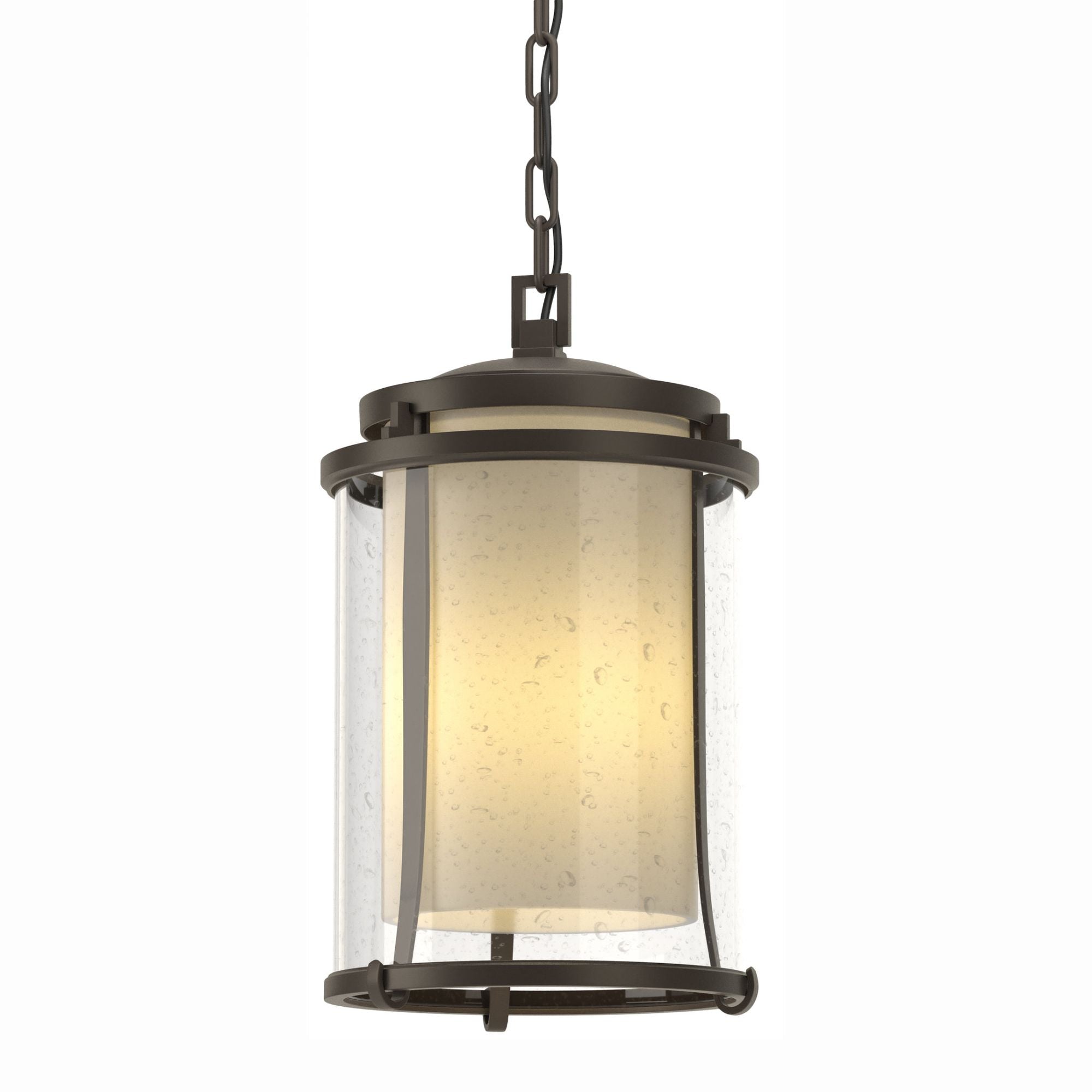 Meridian Large Outdoor Ceiling Fixture 1-Light Seeded Glass with Opal Diffuser (ZS) in Coastal Dark Smoke