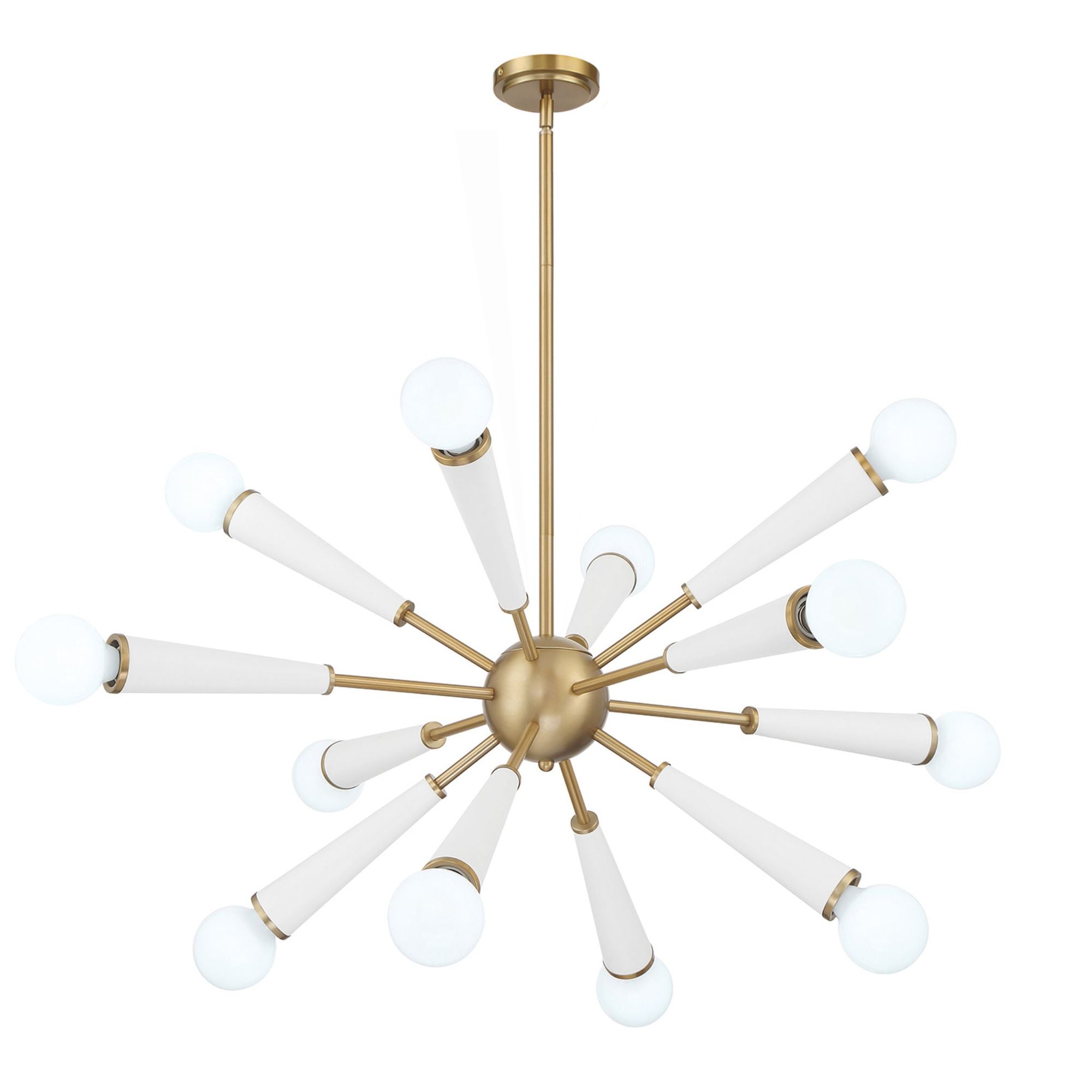 Zodiac 34'' Aged Brass + Matte White Chandelier White 34"W x 18.5"H x 34"D