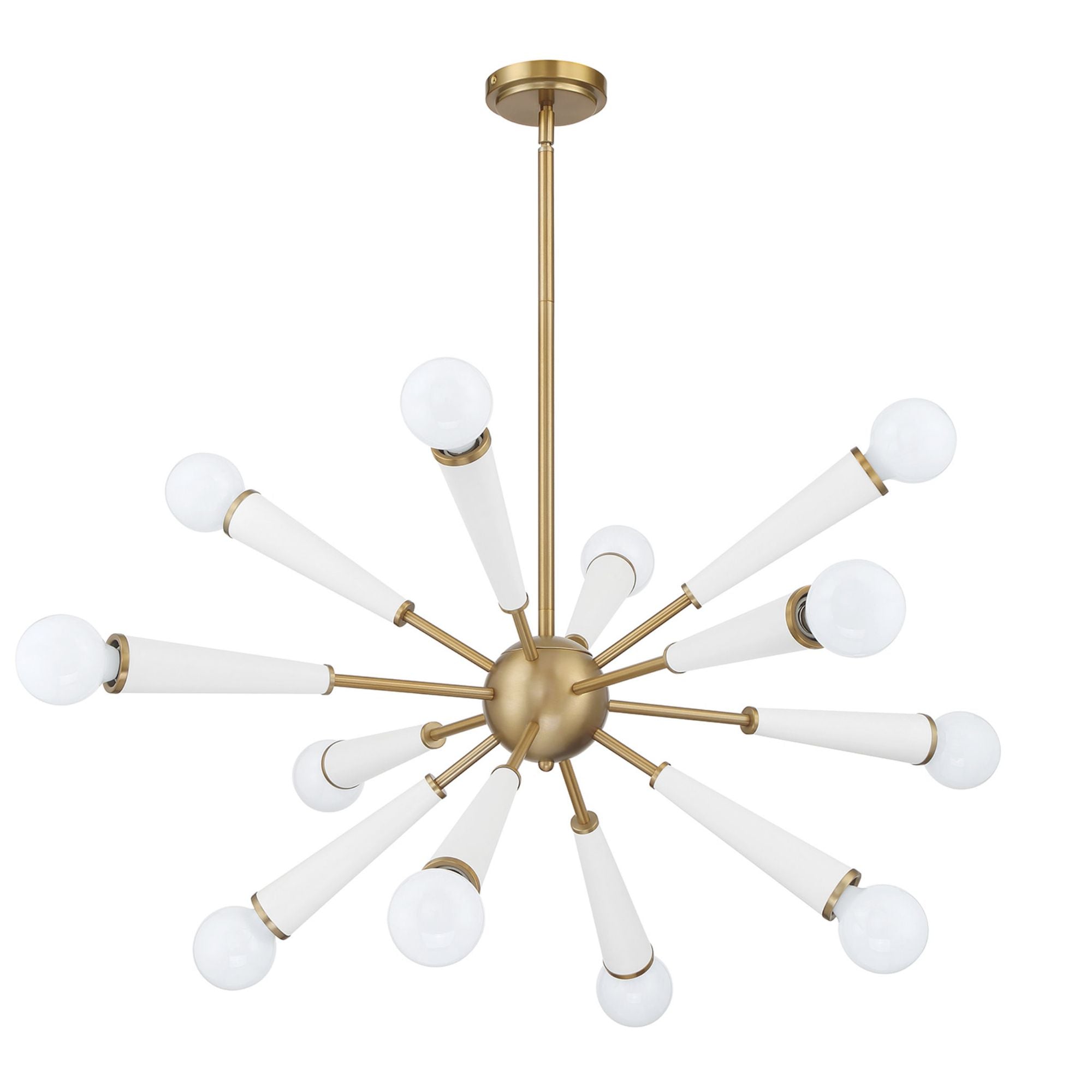 Zodiac 34'' Aged Brass + Matte White Chandelier White 34"W x 18.5"H x 34"D