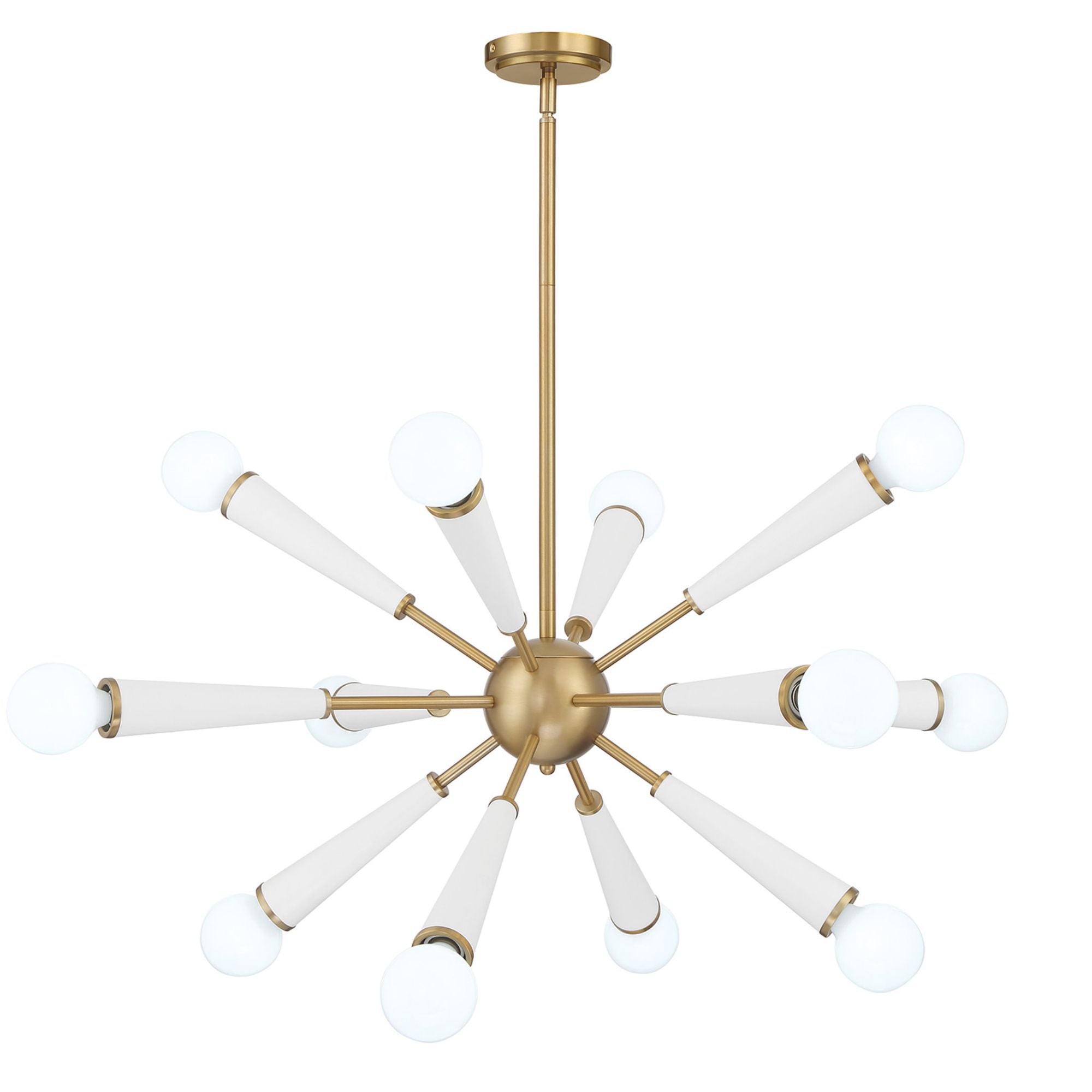 Zodiac 34'' Aged Brass + Matte White Chandelier White 34"W x 18.5"H x 34"D