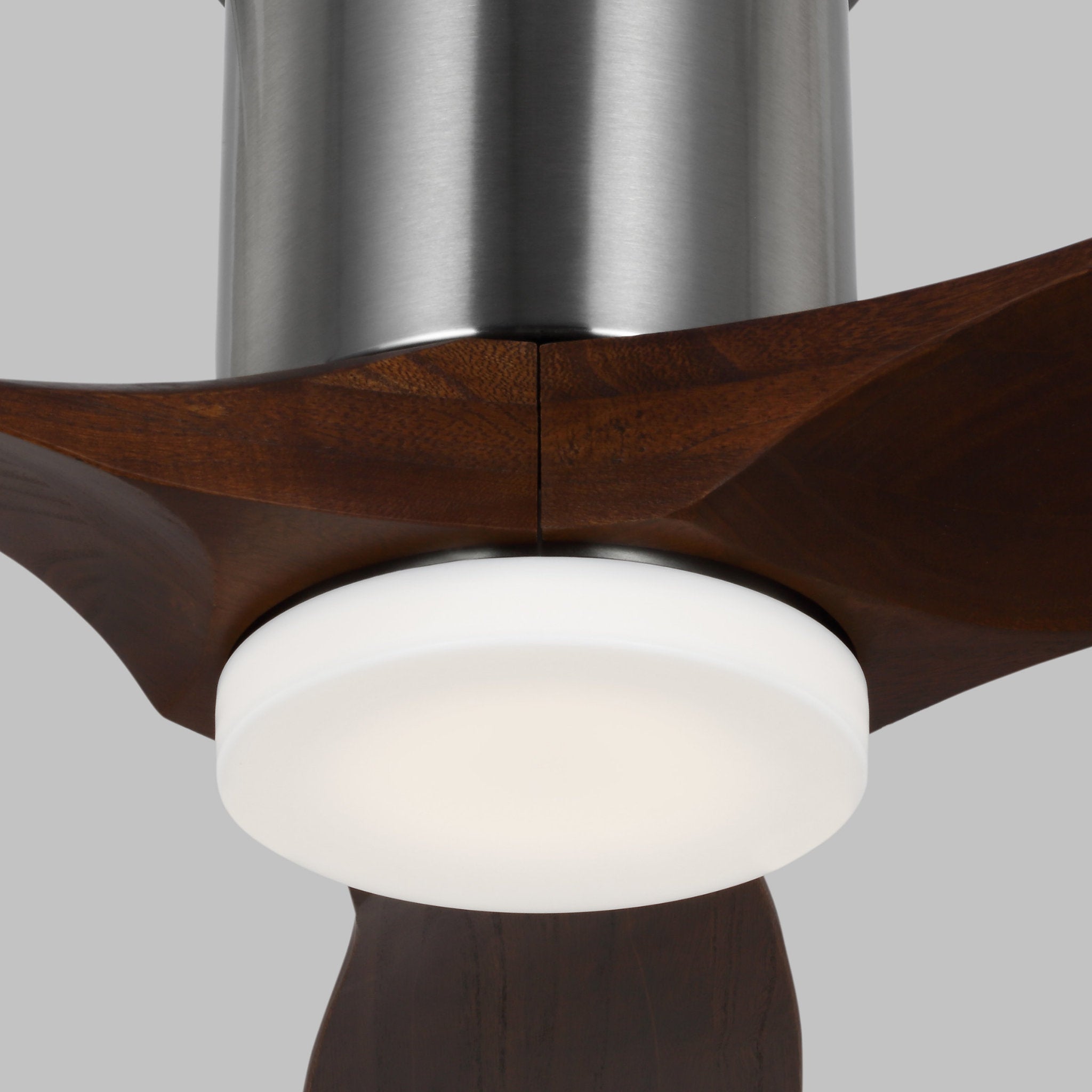 Collins 52" LED Ceiling Fan  in Brushed Steel  w/ Dark Walnut Blade D:52'' H:10 5/16''