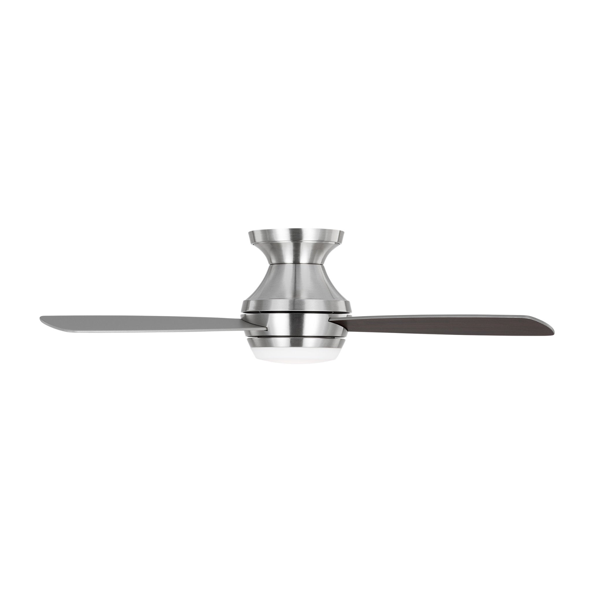 Ikon 44" LED Ceiling Fan  in Brushed Steel  w/ Silver/American Walnut reversible blades Blade D:44'' H:10 13/16''