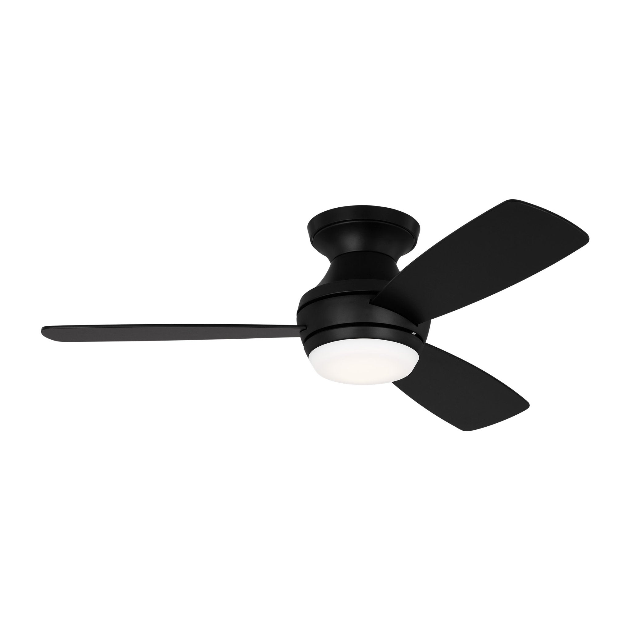 Ikon 44" LED Ceiling Fan  in Midnight Black  w/ Midnight Black/American Walnut reversible blades Blade D:44'' H:10 13/16''