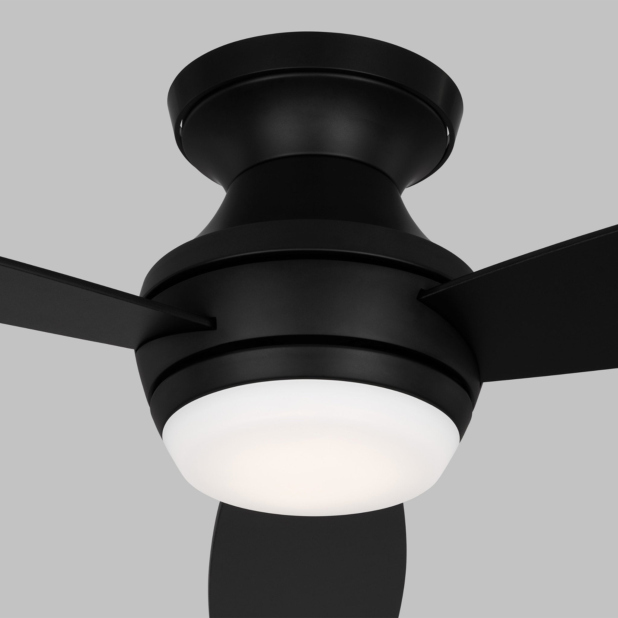 Ikon 44" LED Ceiling Fan  in Midnight Black  w/ Midnight Black/American Walnut reversible blades Blade D:44'' H:10 13/16''